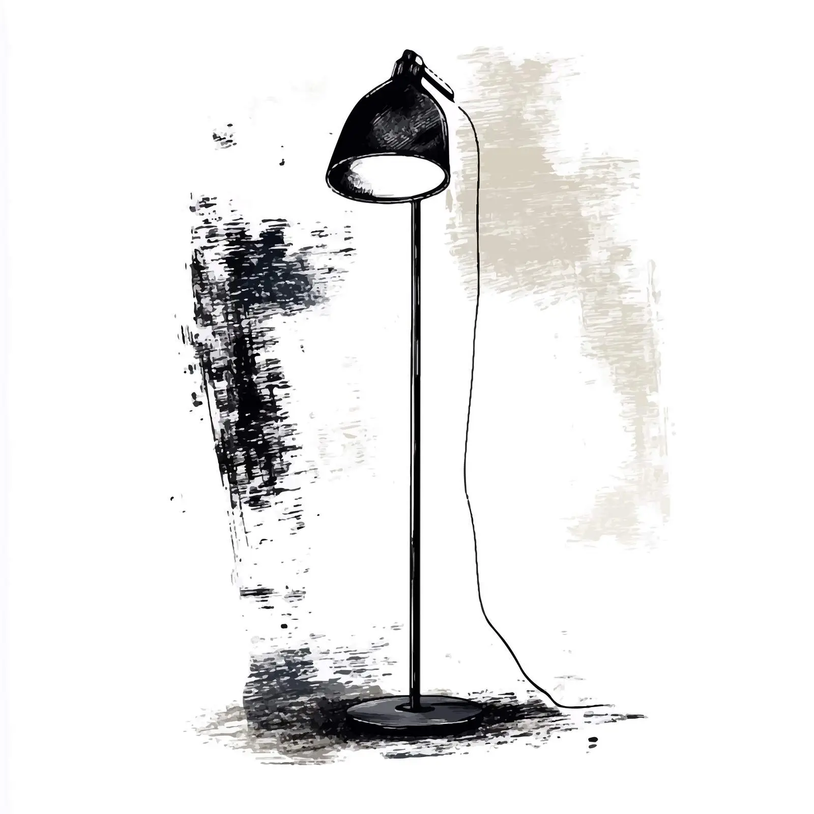 Hand-Drawn Floor Lamp Sketch on White Background — free download from Dotvec