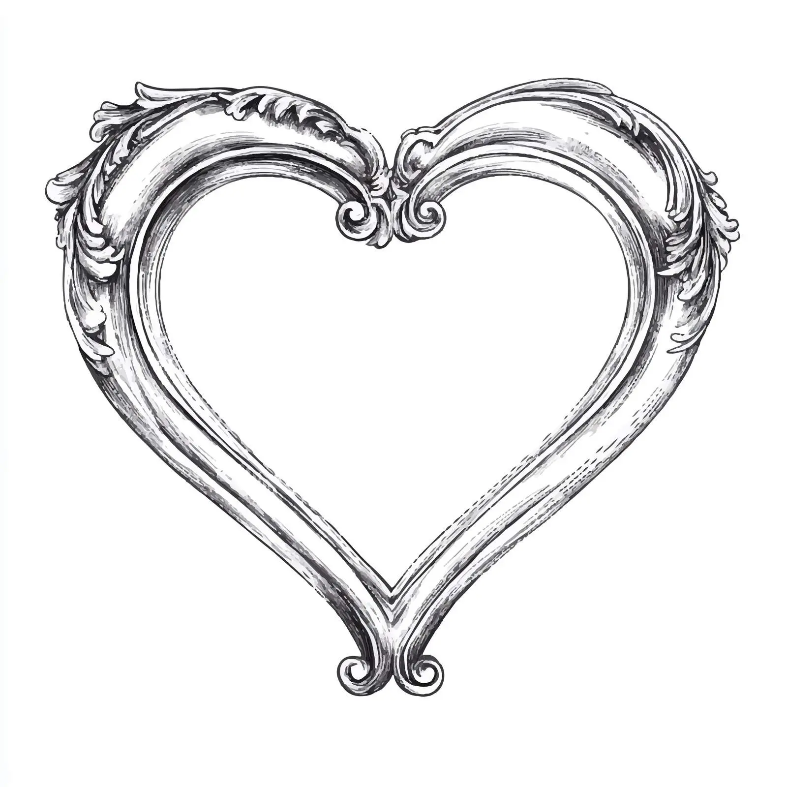 Heart-Shaped Photo Frame Hand-Drawn Sketch — free download from Dotvec