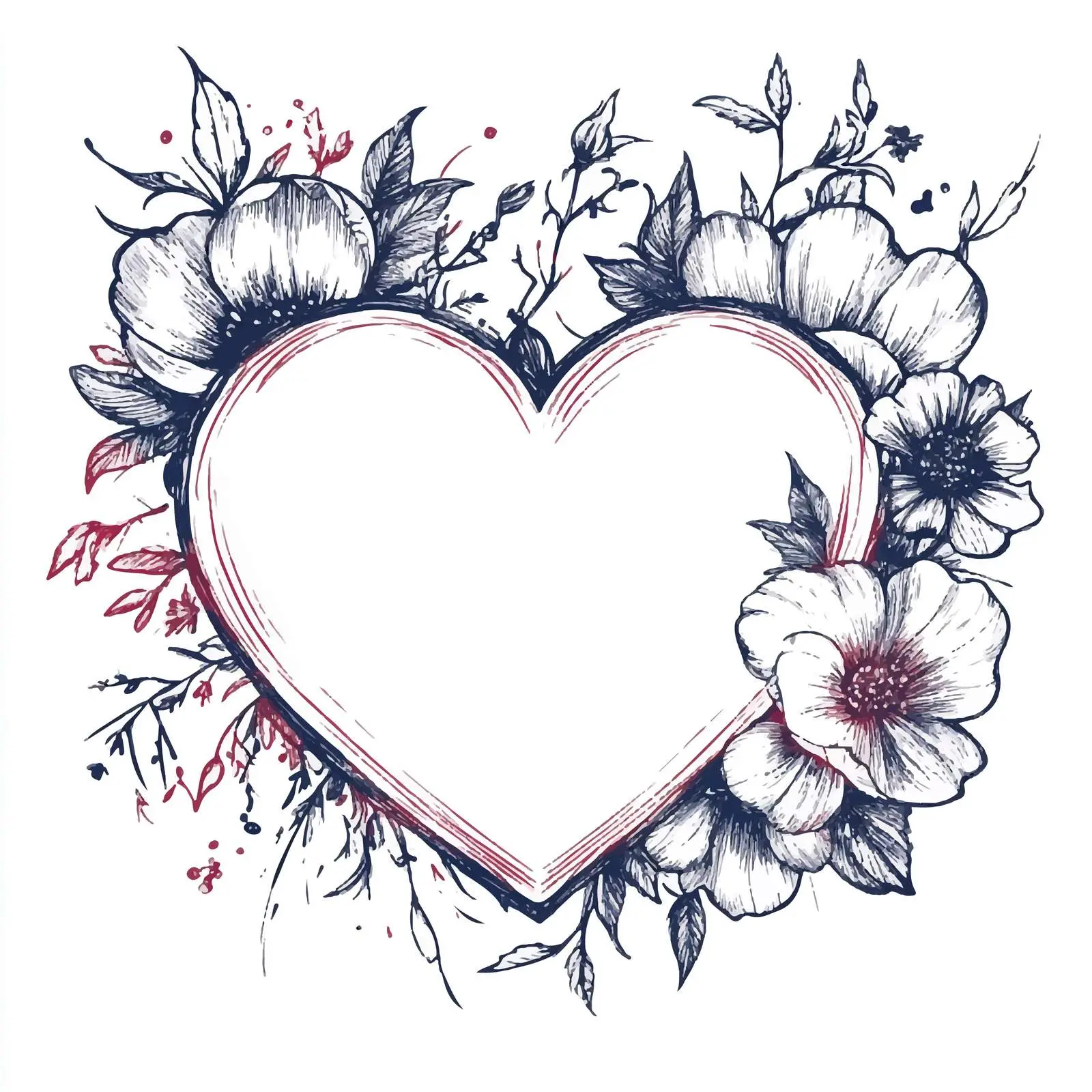 Hand-Drawn Heart Shape Photo Frame Illustration — free download from Dotvec