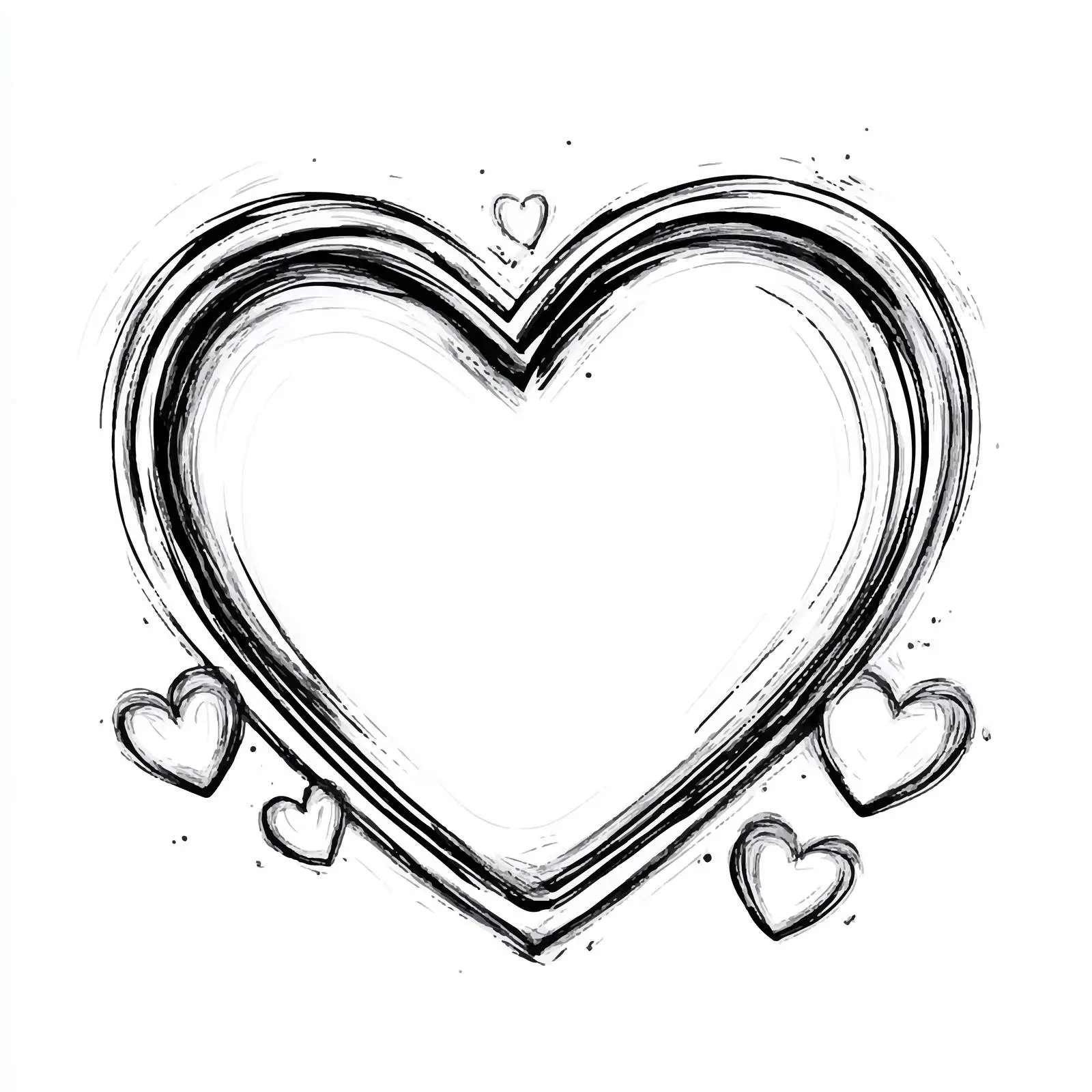 Heart-Shaped Photo Frame Hand-Drawn Sketch — free download from Dotvec