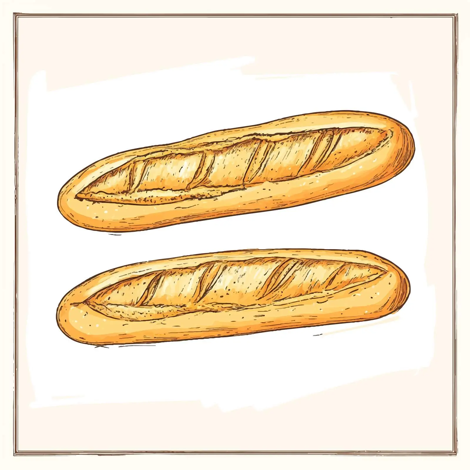 Hand-Drawn French Baguette Sketch on White Background — free download from Dotvec