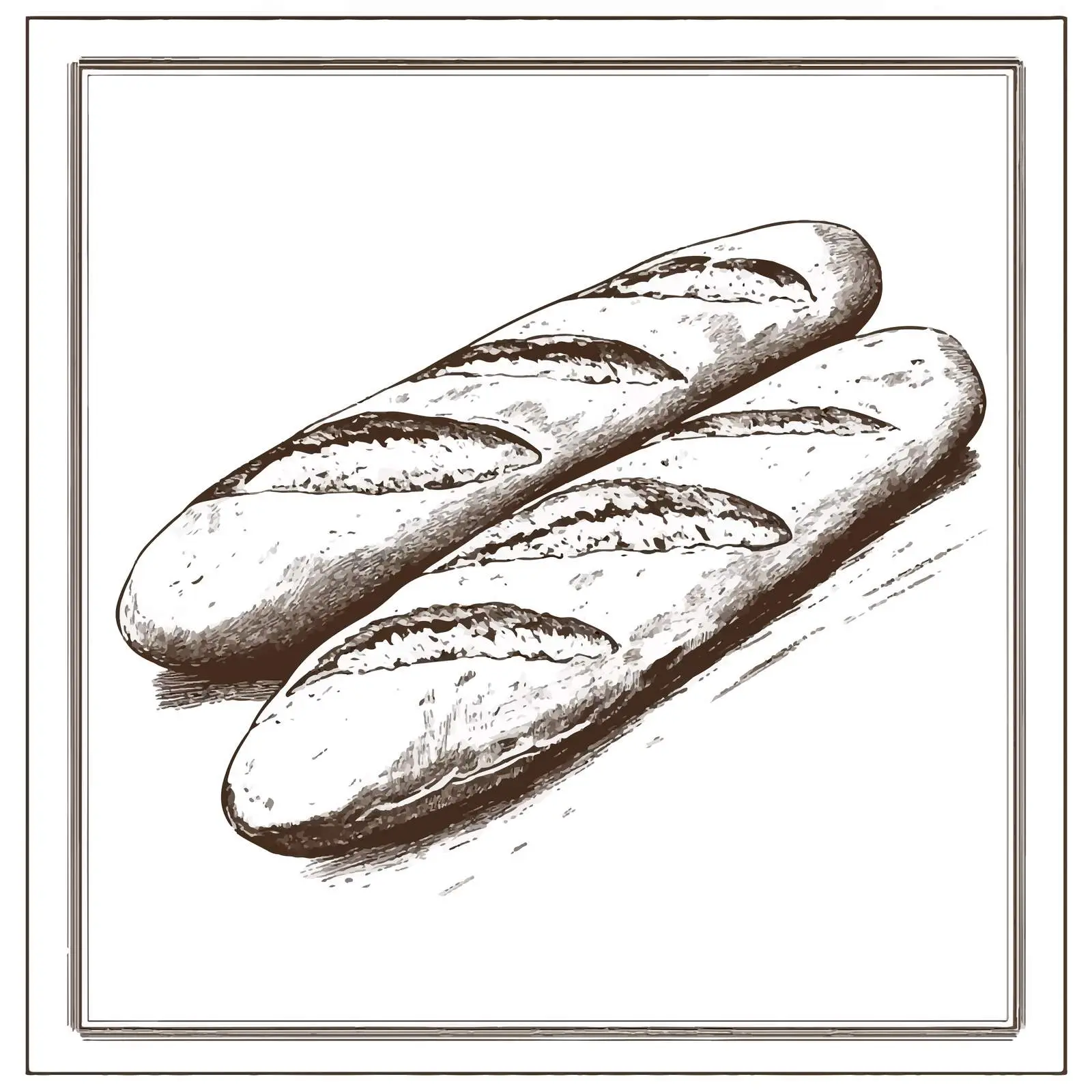 Hand-Drawn French Baguette Sketch on White Background — free download from Dotvec