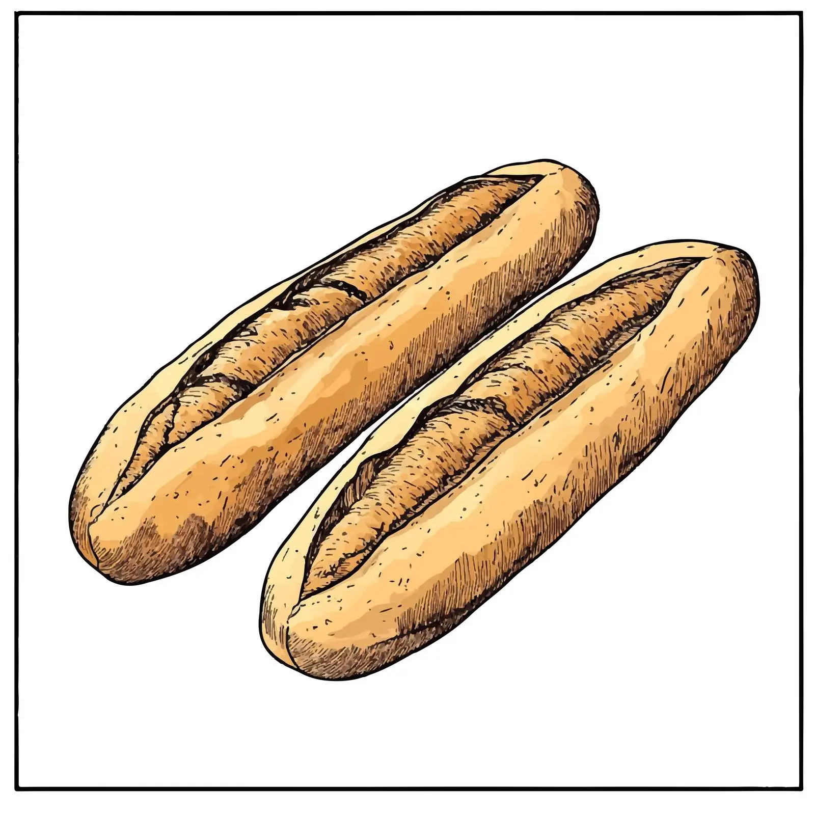 Hand-Drawn French Baguette Sketch on White Background — free download from Dotvec