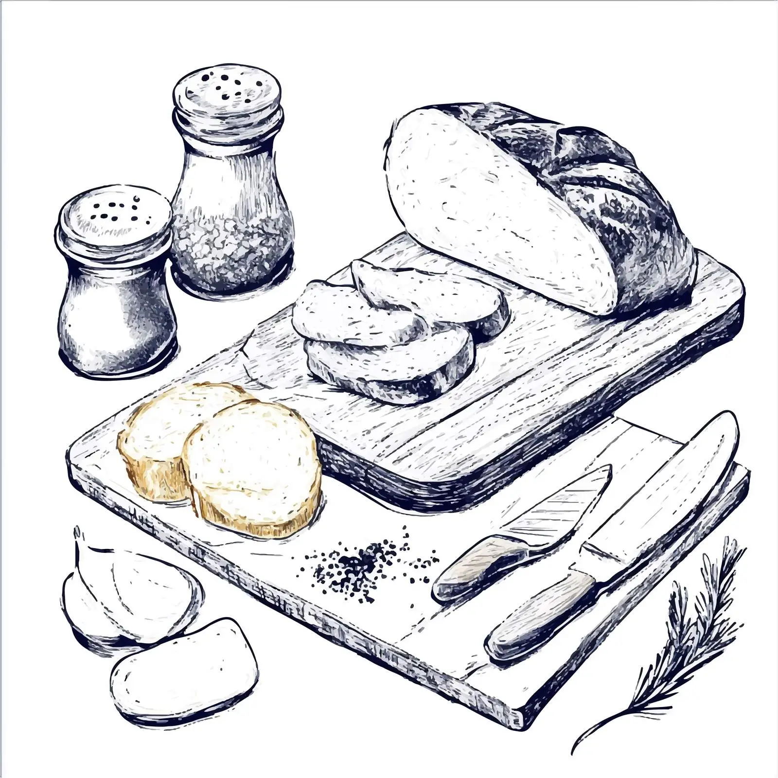 Hand-drawn French Cordon Bleu Sketch — free download from Dotvec