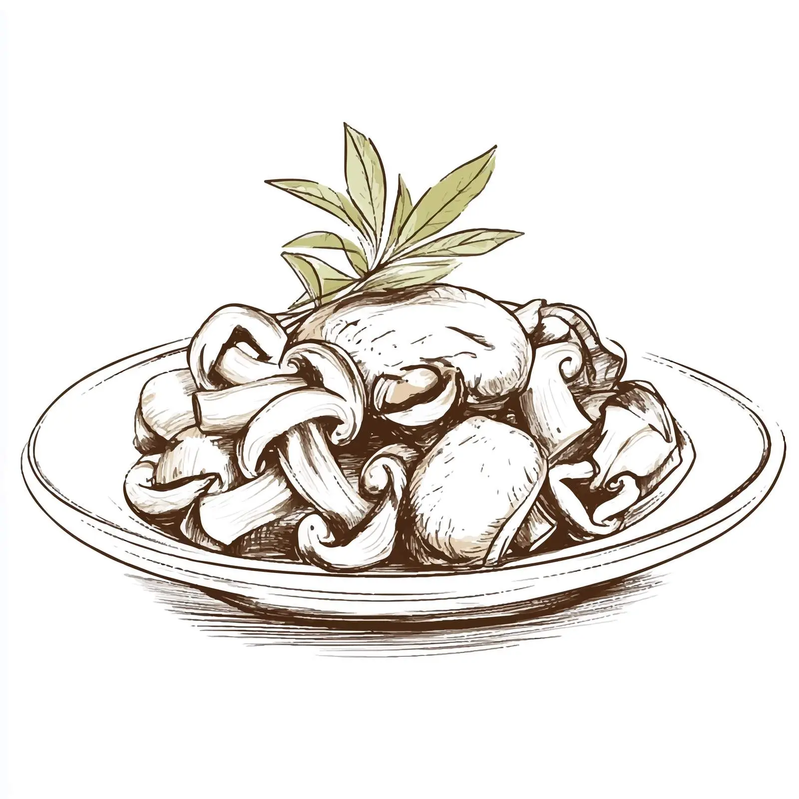 Hand-Drawn French Julienne Chicken and Mushroom – free gourmet chicken image from Dotvec