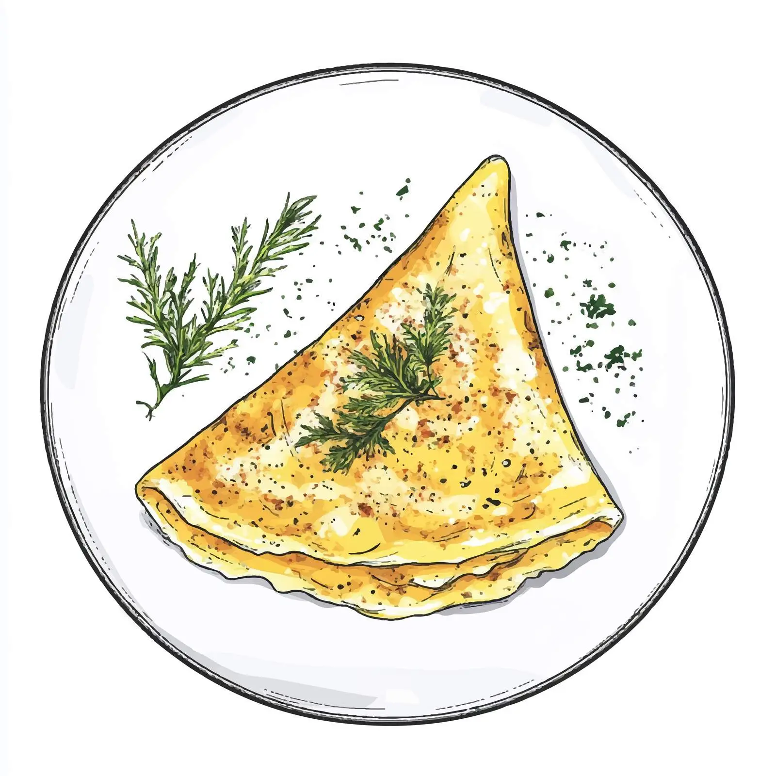Hand Drawn French Omelette Sketch — free download from Dotvec