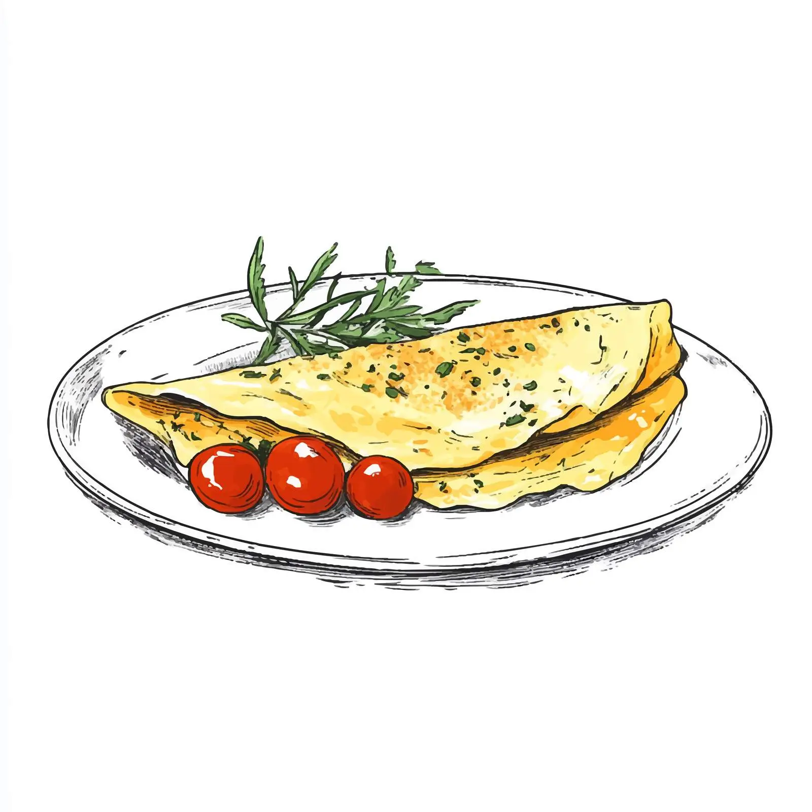 Hand-Drawn French Omelette Illustration — free download from Dotvec