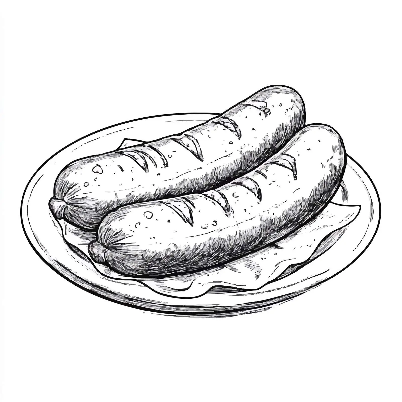Hand-Drawn German Currywurst Sketch on White Background – free fast casual image from Dotvec
