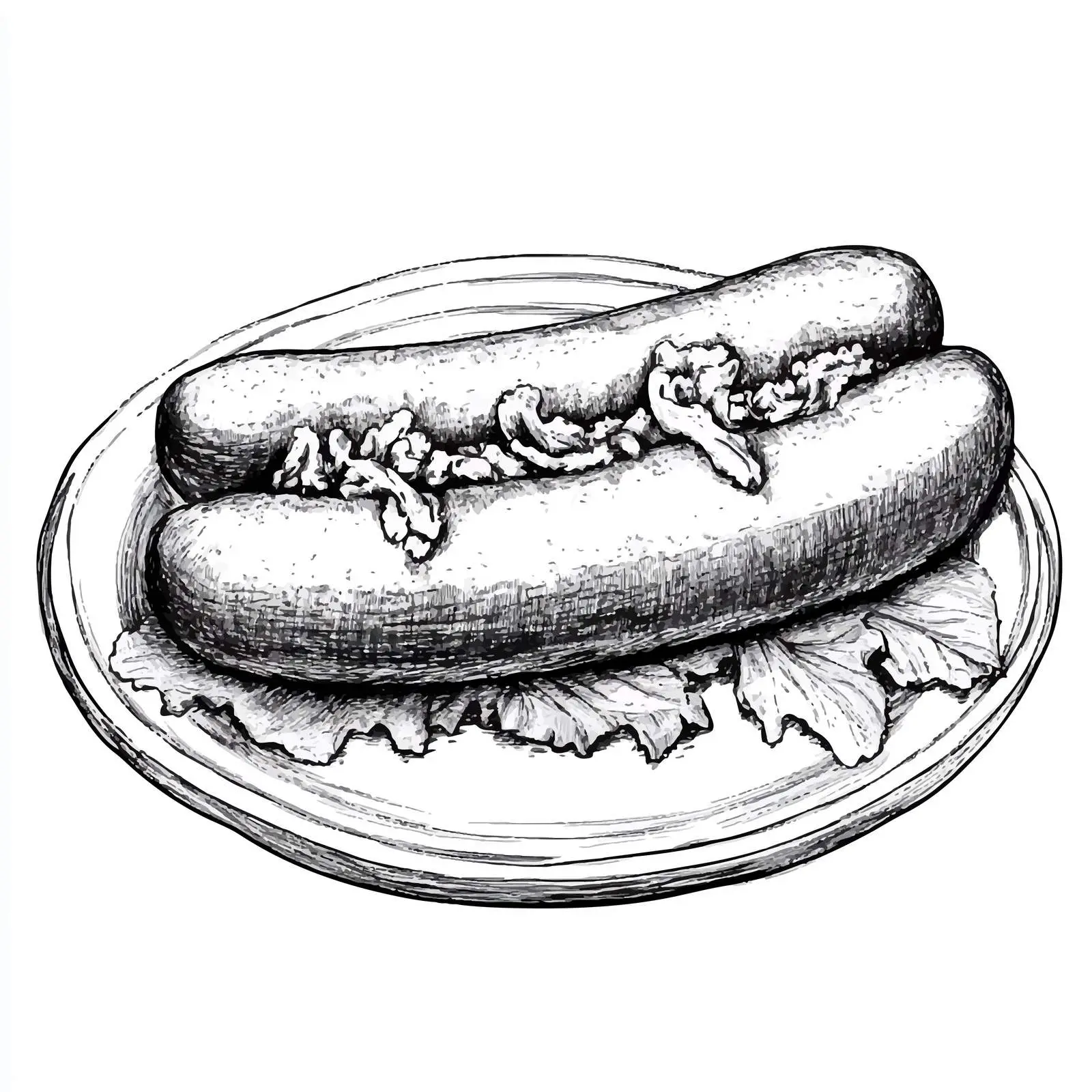 Hand-Drawn German Currywurst Sketch Illustration – free tasty food image from Dotvec