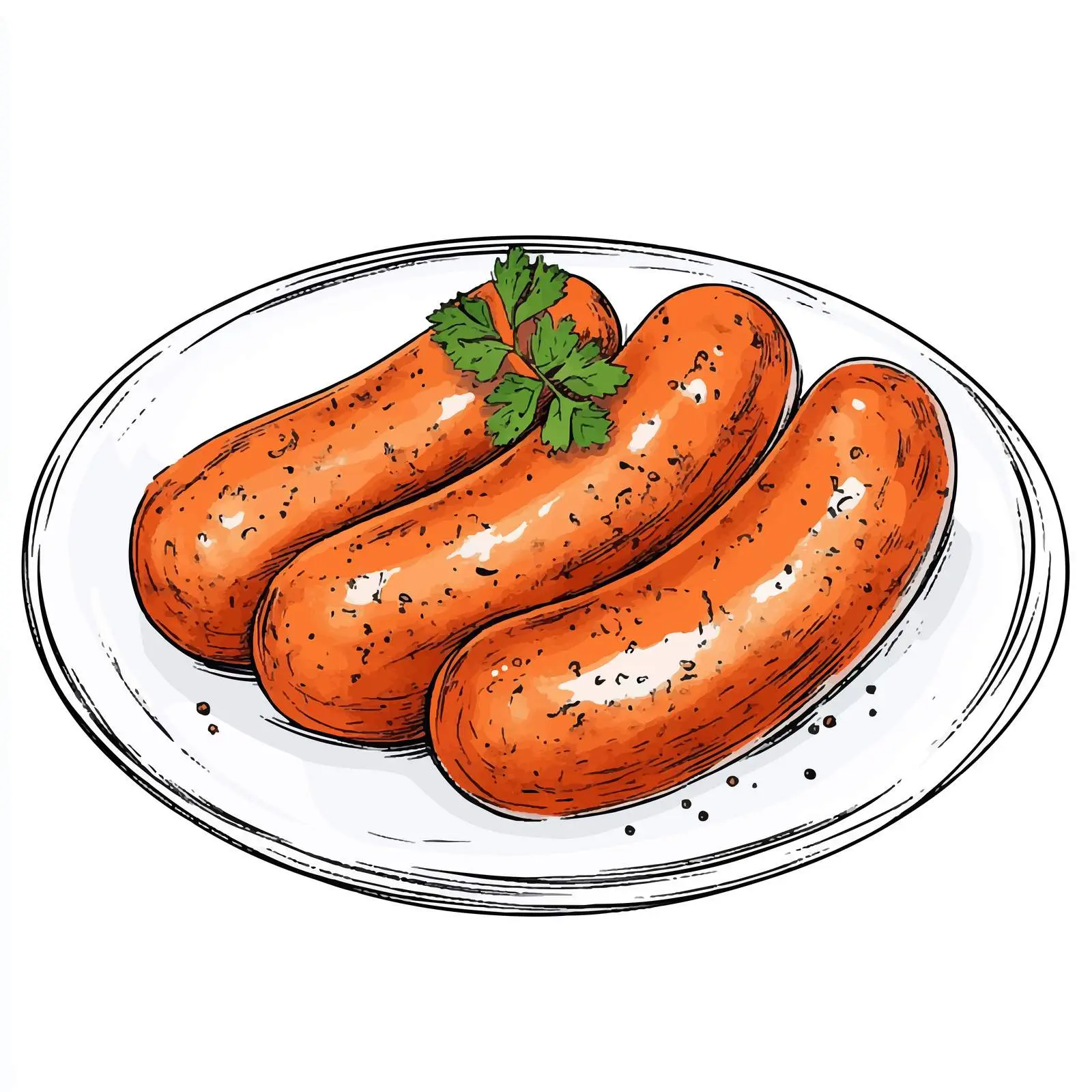Hand-Drawn German Currywurst Sketch – free fast casual image from Dotvec