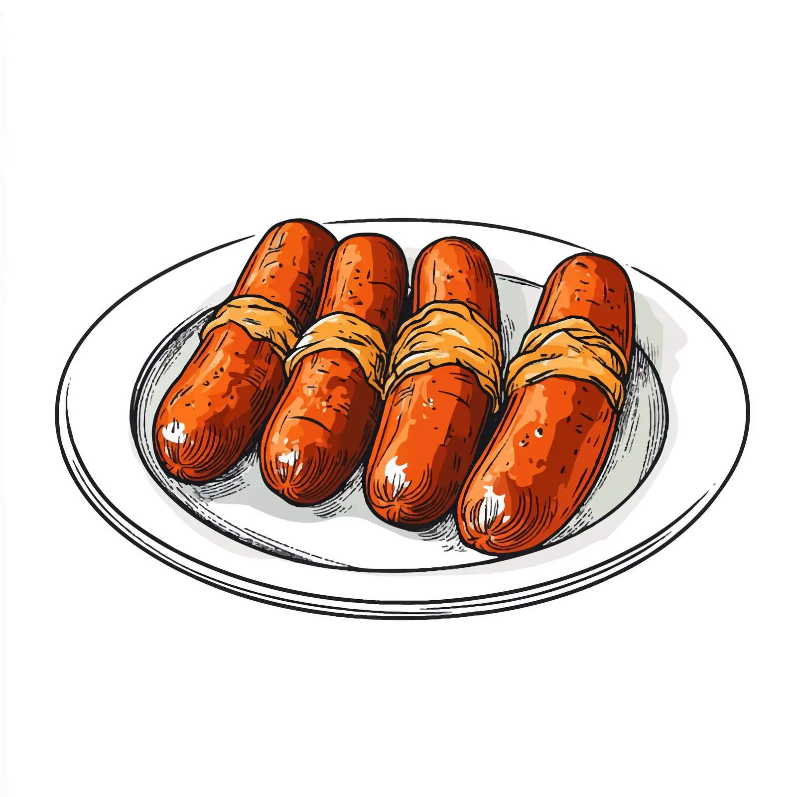 Hand-Drawn German Currywurst Sketch Illustration — free download from Dotvec