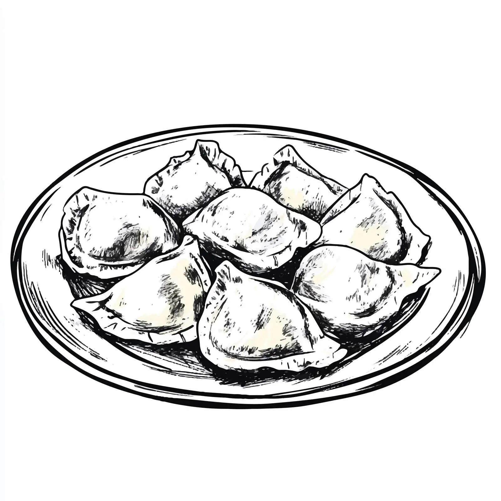 Hand-Drawn Maultaschen Dumplings Sketch – free dumpling image from Dotvec