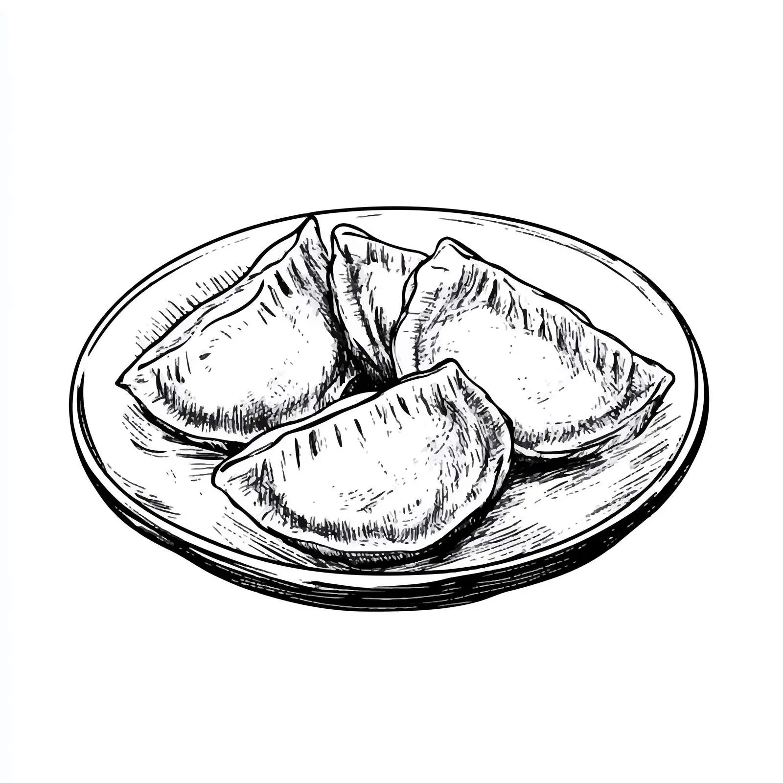 Hand-Drawn Sketch of German Maultaschen Dumplings – free german cuisine image from Dotvec
