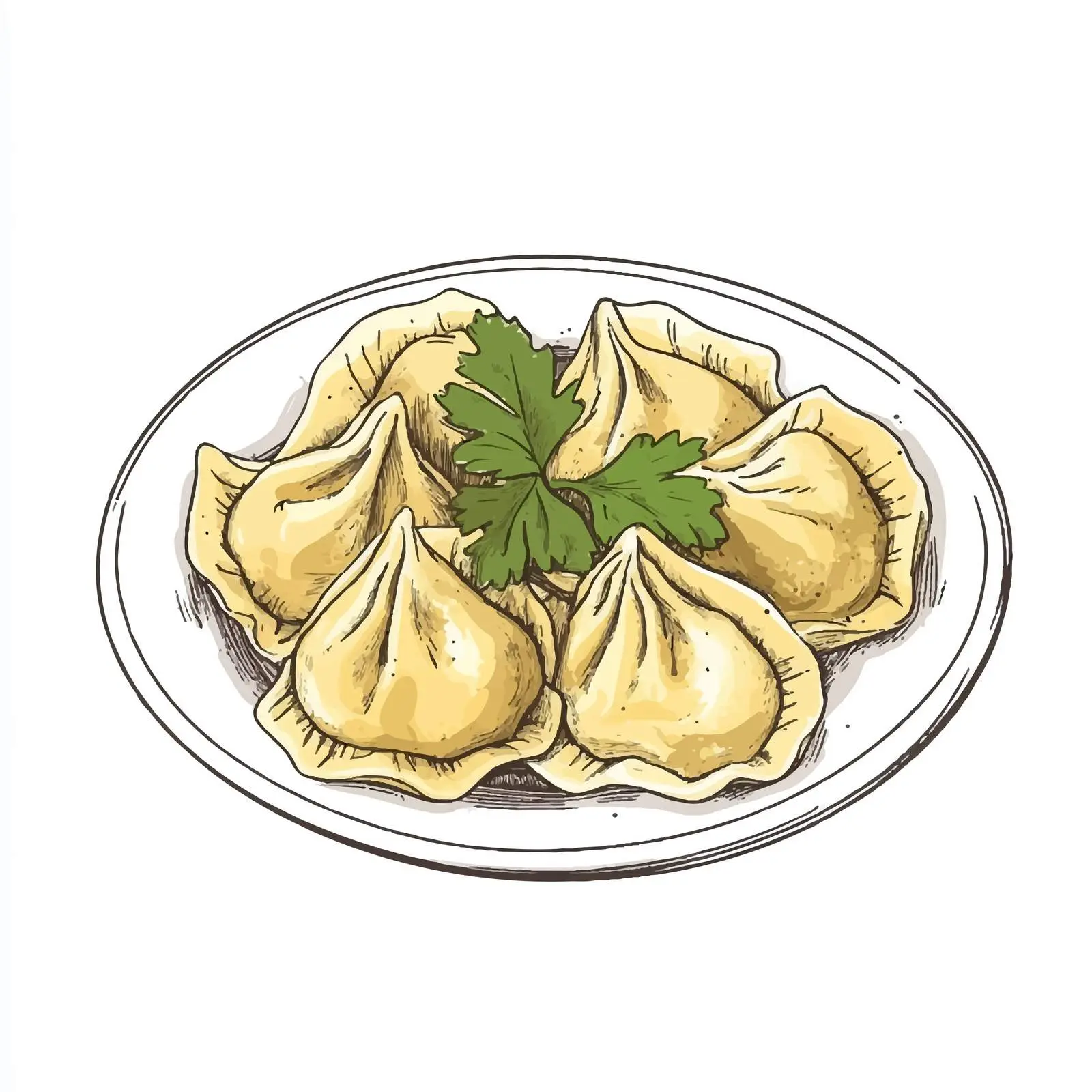 Hand-Drawn German Maultaschen Dumplings Sketch – free german cuisine image from Dotvec