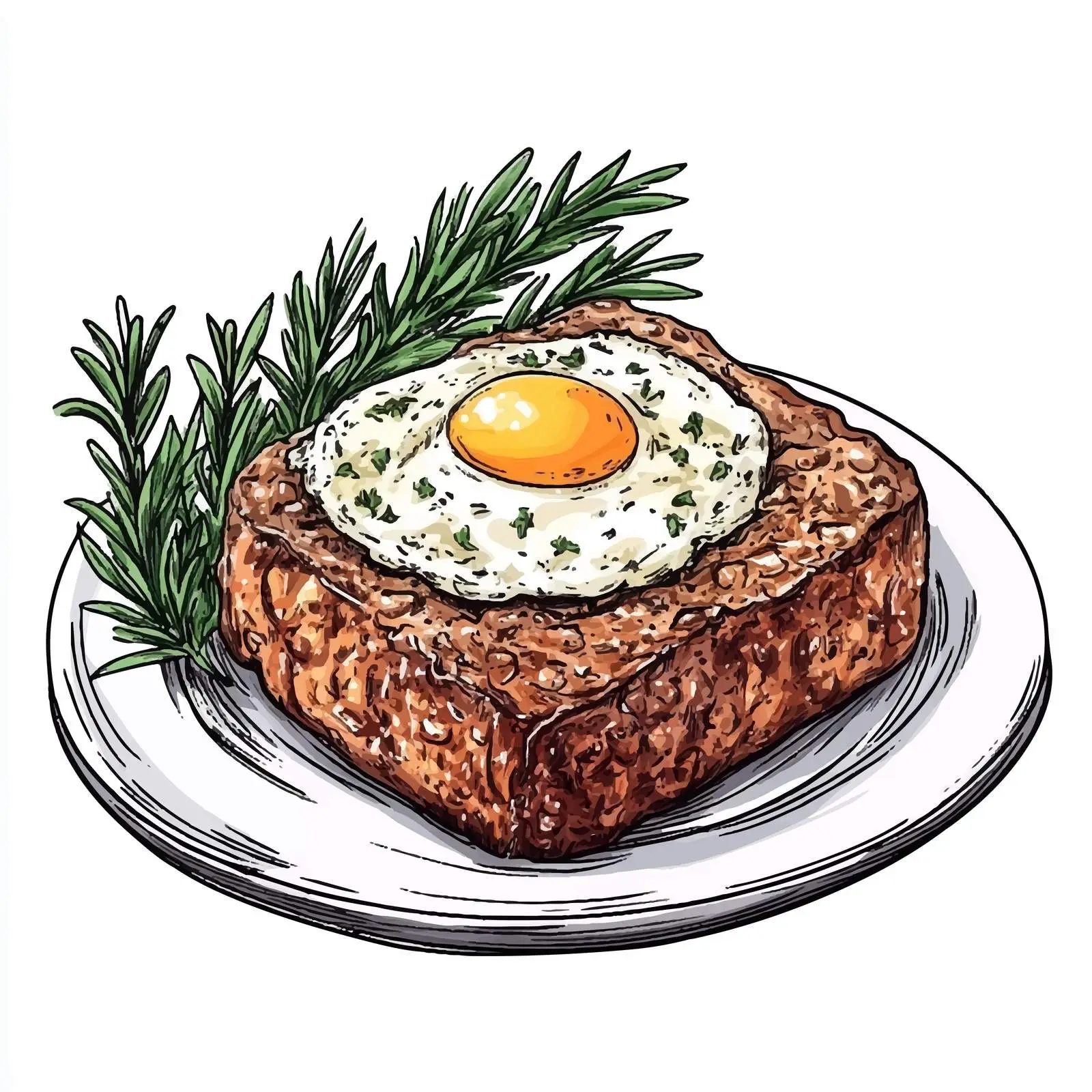 Hand-Drawn German Meatloaf with Egg Illustration – free savoury dish image from Dotvec