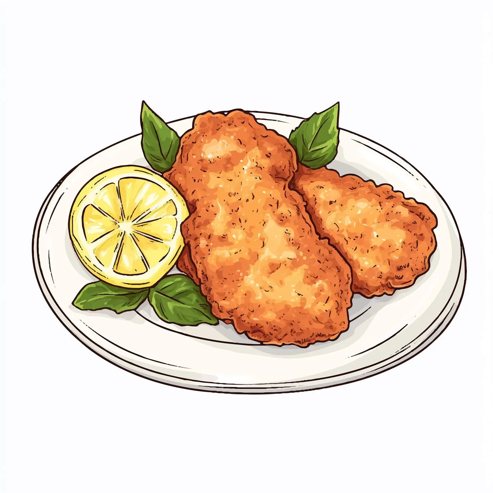 Hand-Drawn German Schnitzel with Lemon Illustration – free german cuisine image from Dotvec