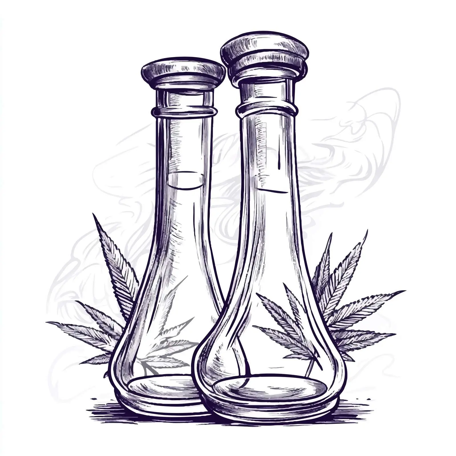 Hand-Drawn Sketch of Glass Bongs – free smokers image from Dotvec