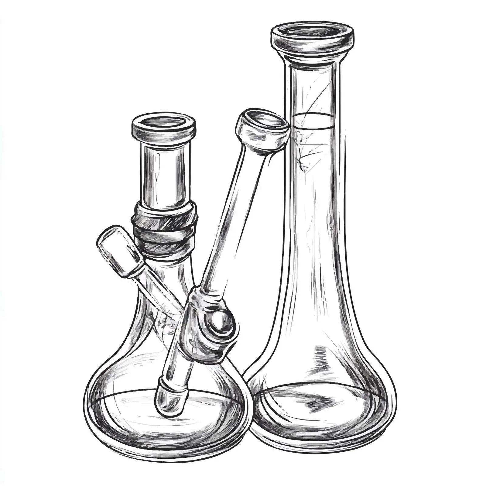 Hand-Drawn Glass Bongs Sketch for Smoking — free download from Dotvec