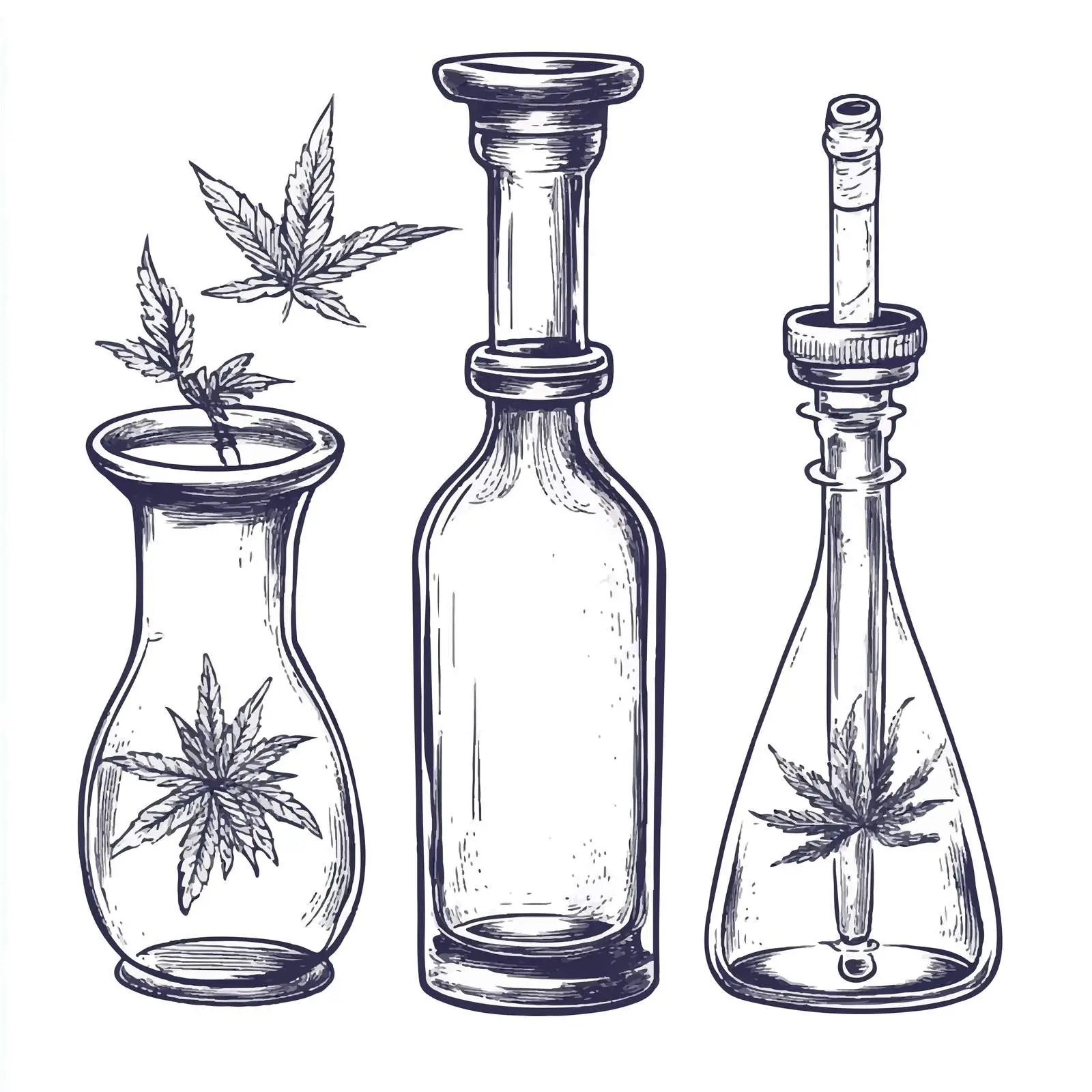 Hand-Drawn Glass Bongs for Smoking — free download from Dotvec