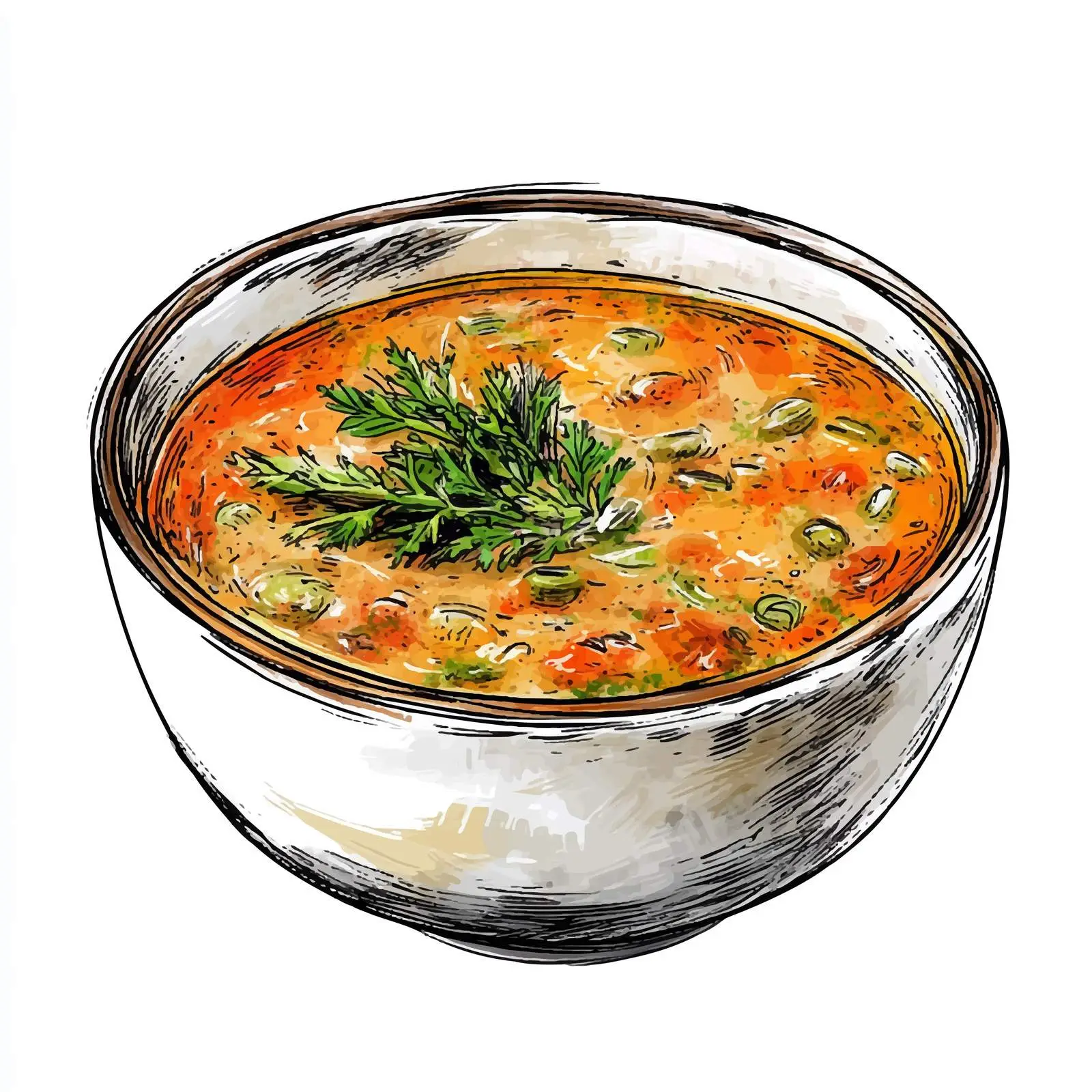 Hand-Drawn Greek Fasolata Soup Illustration — free download from Dotvec