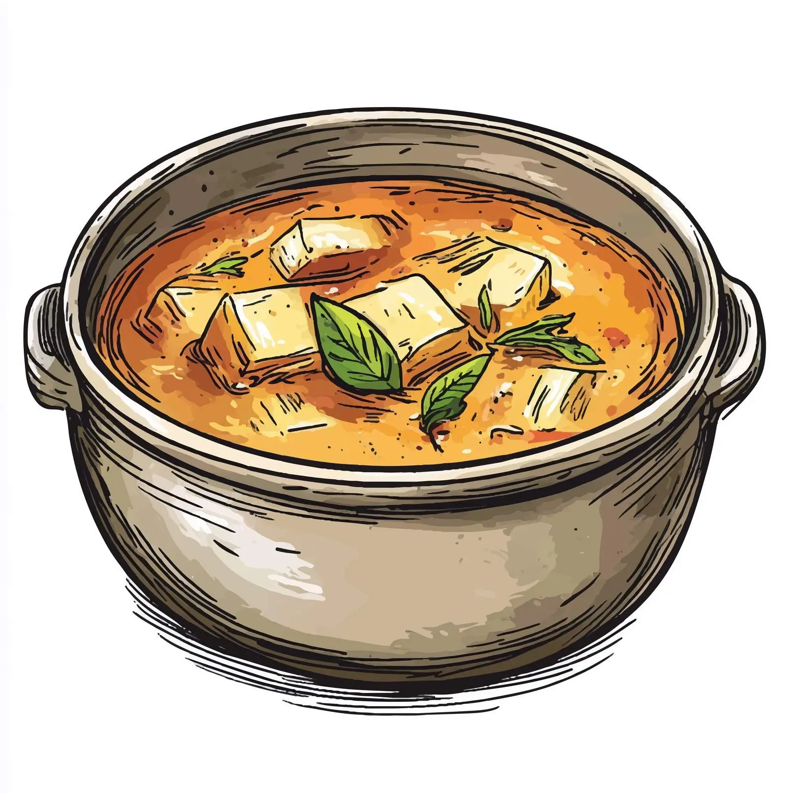 Hand-Drawn Greek Fasolata Soup Illustration – free onions image from Dotvec