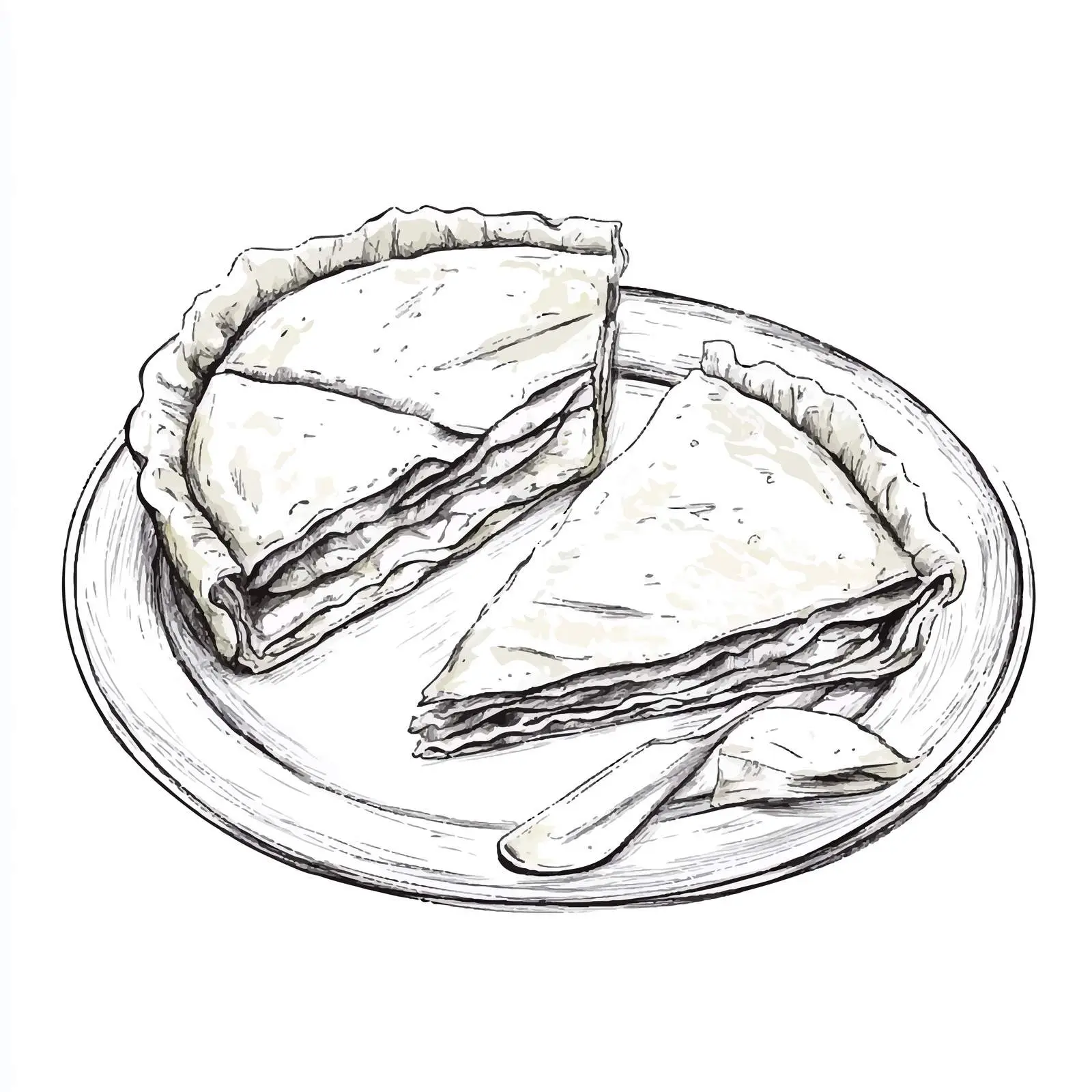 Hand-Drawn Sketch of Greek Spanakopita and Pastries – free greece image from Dotvec
