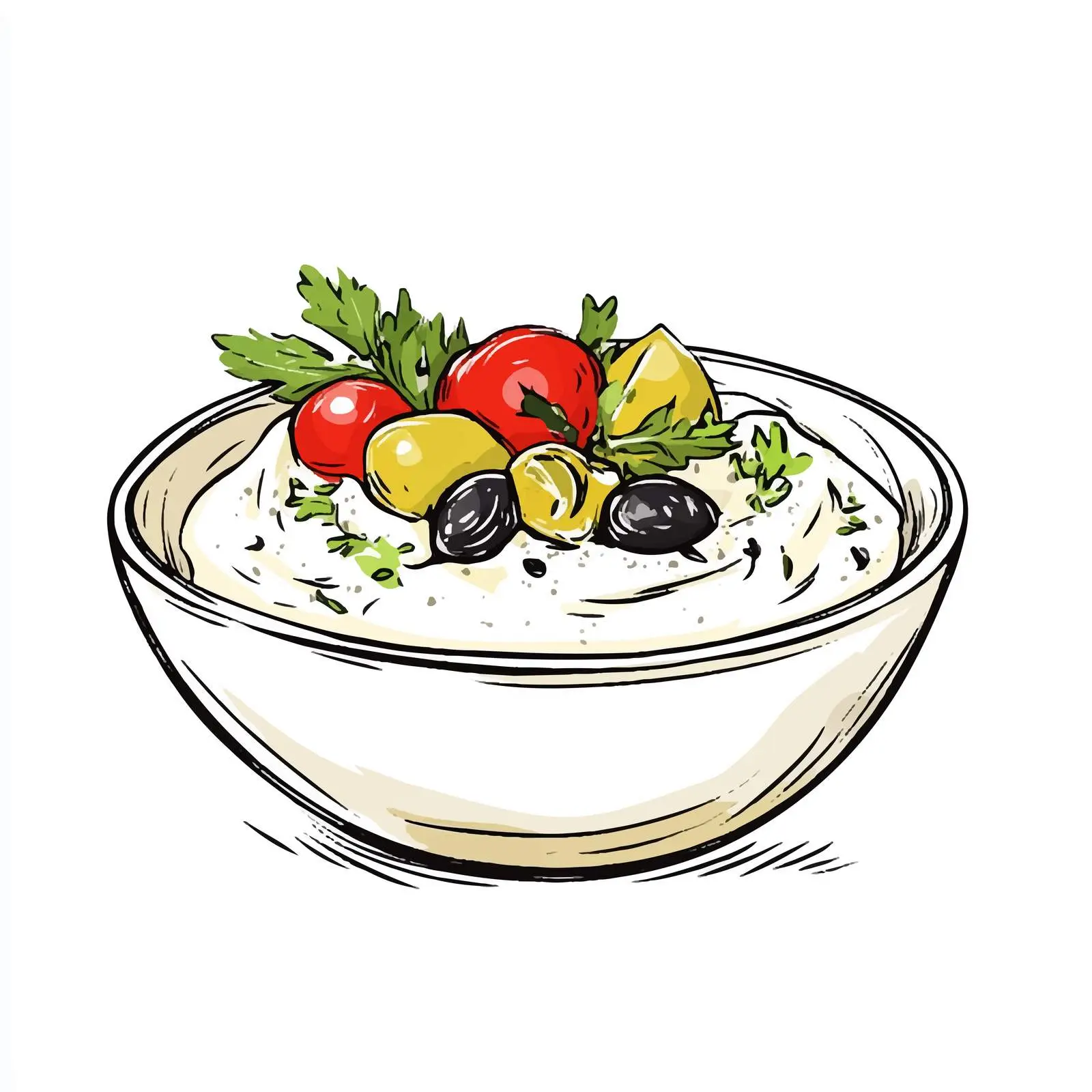 Hand-Drawn Greek Taramosalata Sketch on White Background – free social gatherings image from Dotvec