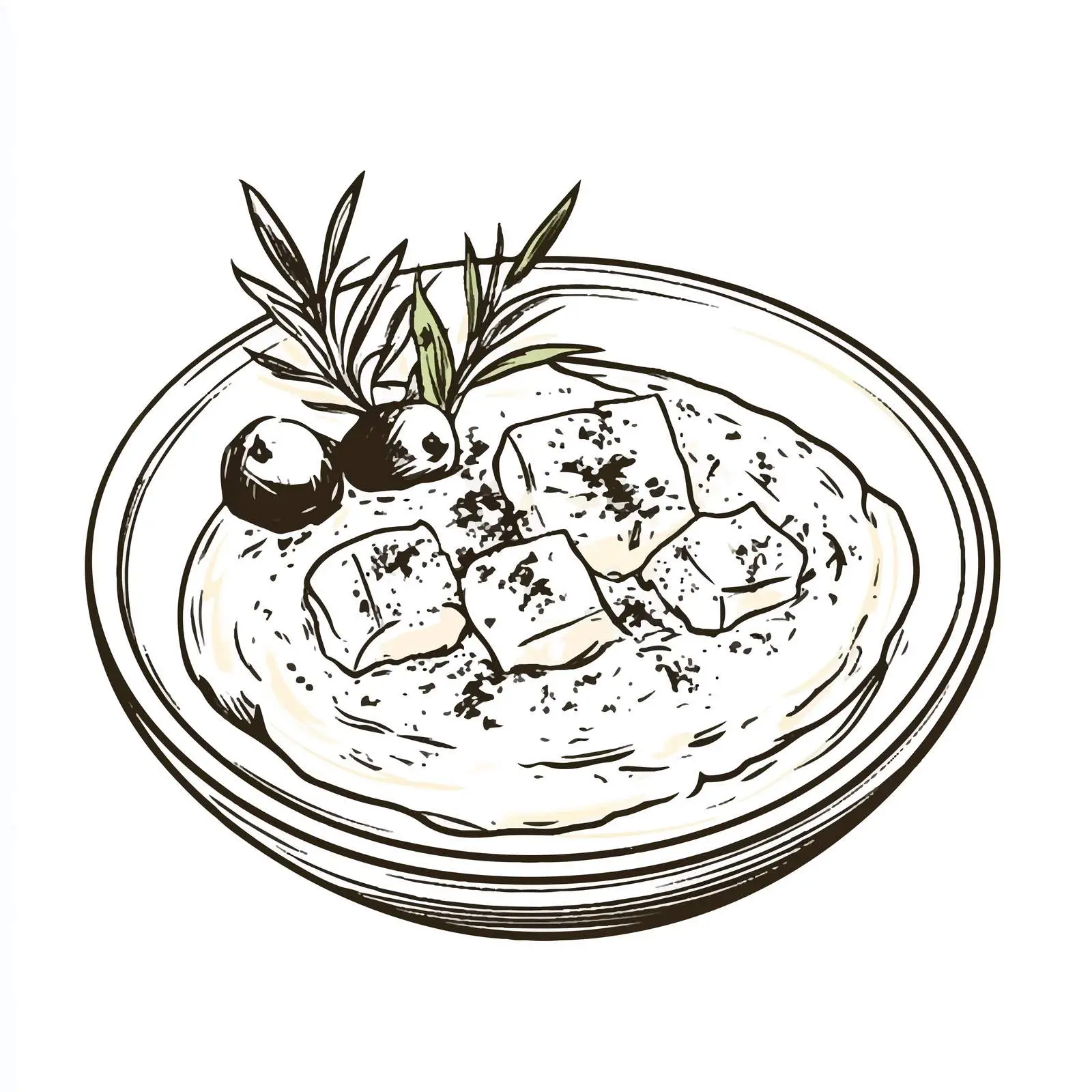 Hand-Drawn Greek Taramosalata Sketch on White Background — free download from Dotvec