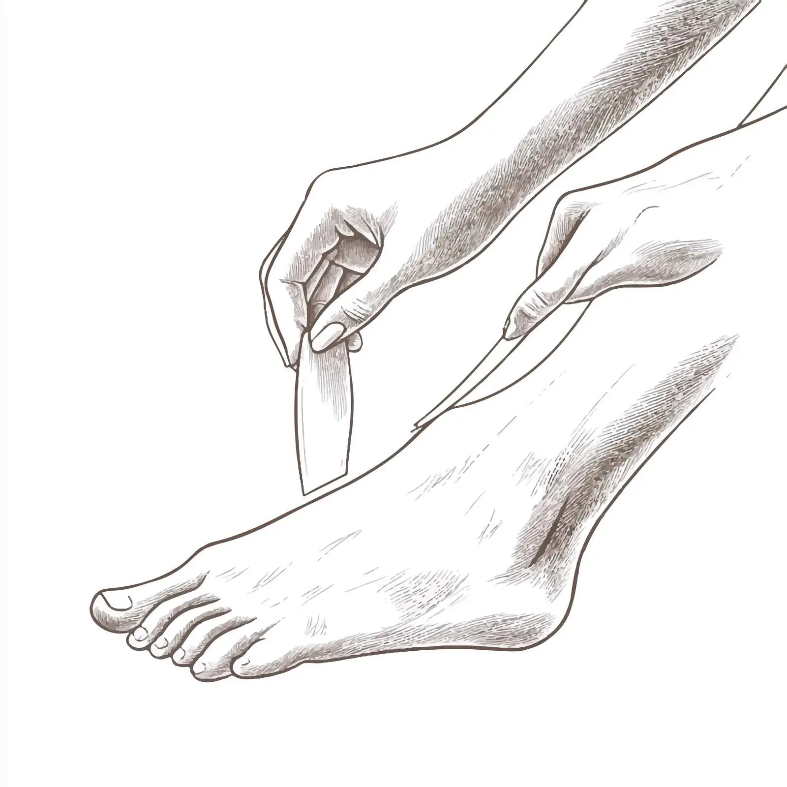 Hands Applying Waxing Strip Sketch – free waxing image from Dotvec