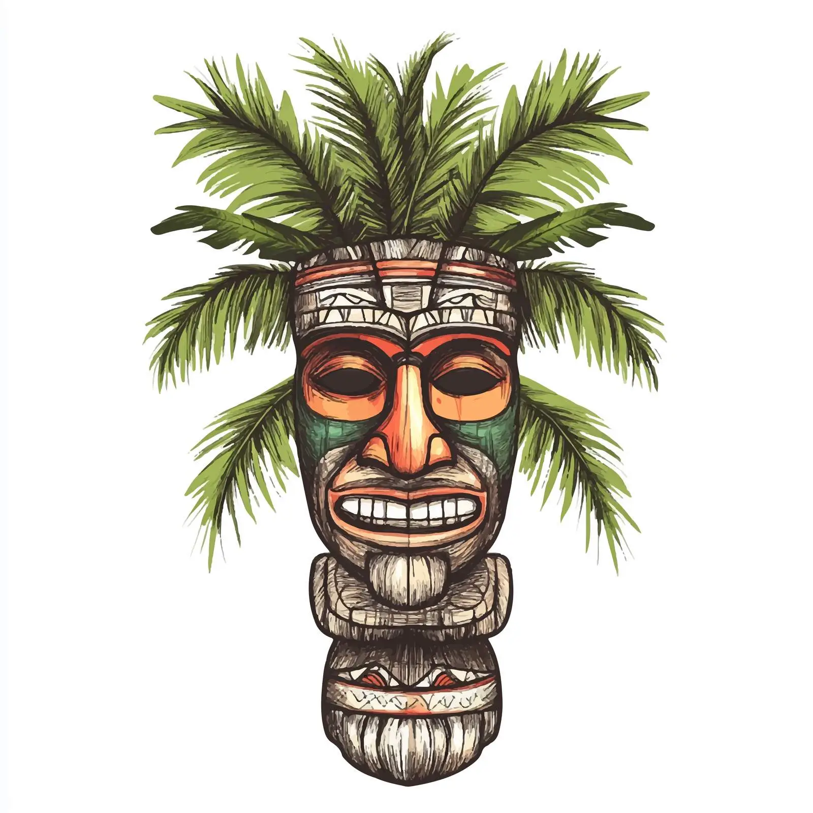 Hawaiian Tribal Mask Hand-Drawn Sketch — free download from Dotvec