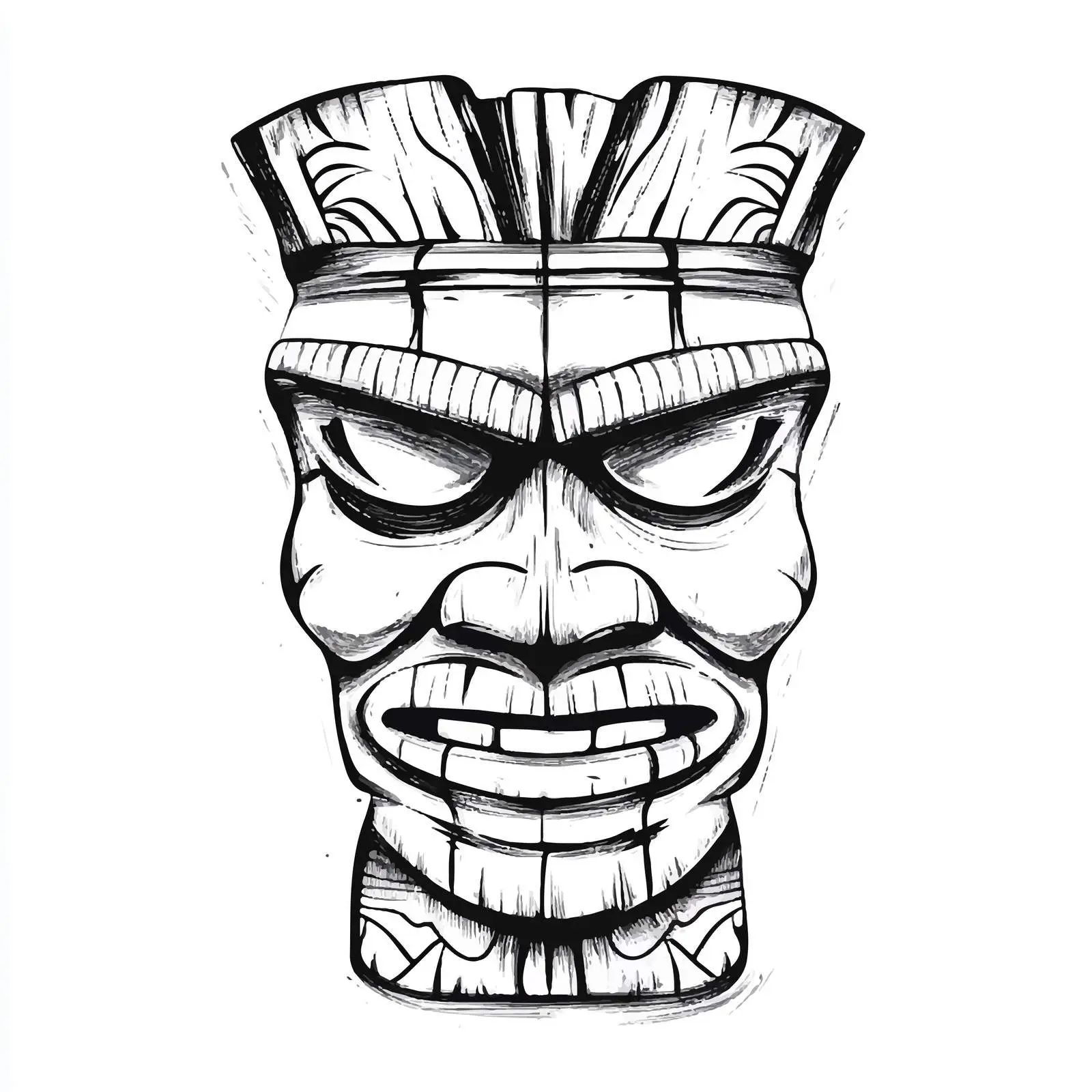 Hawaiian Tribal Mask Hand-Drawn Sketch Vector — free download from Dotvec