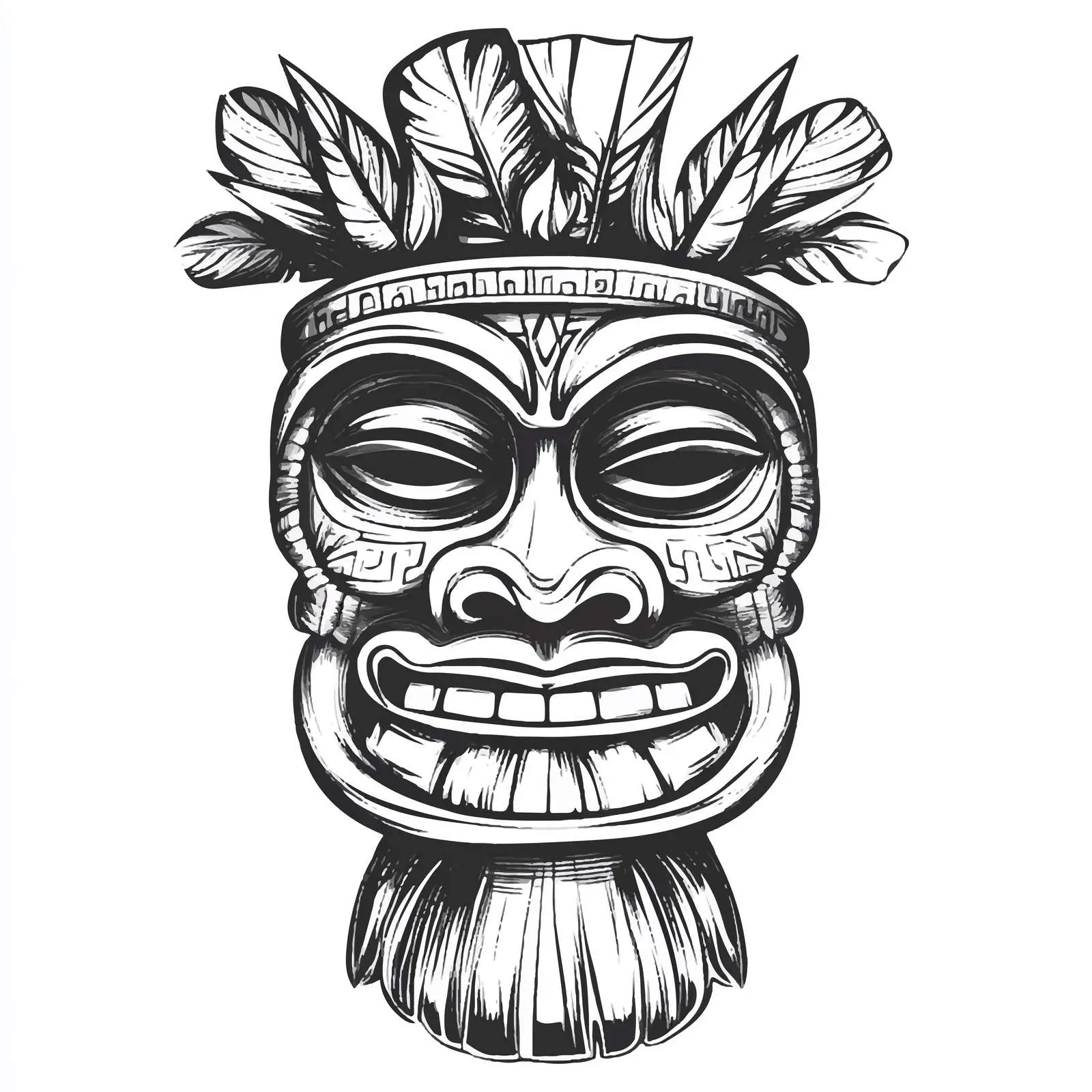 Hawaii Tribal Mask Hand-Drawn Sketch Illustration — free download from Dotvec