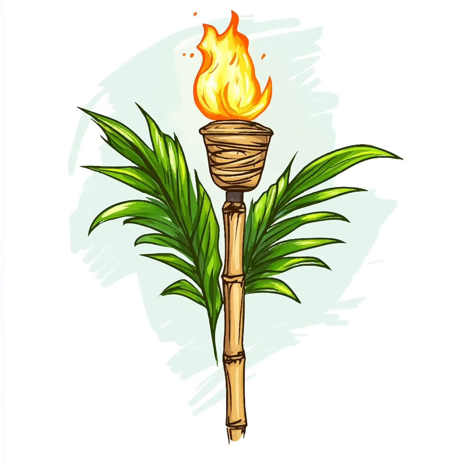 Hawaiian Bamboo Torch Hand-Drawn Vector Sketch — free download from Dotvec