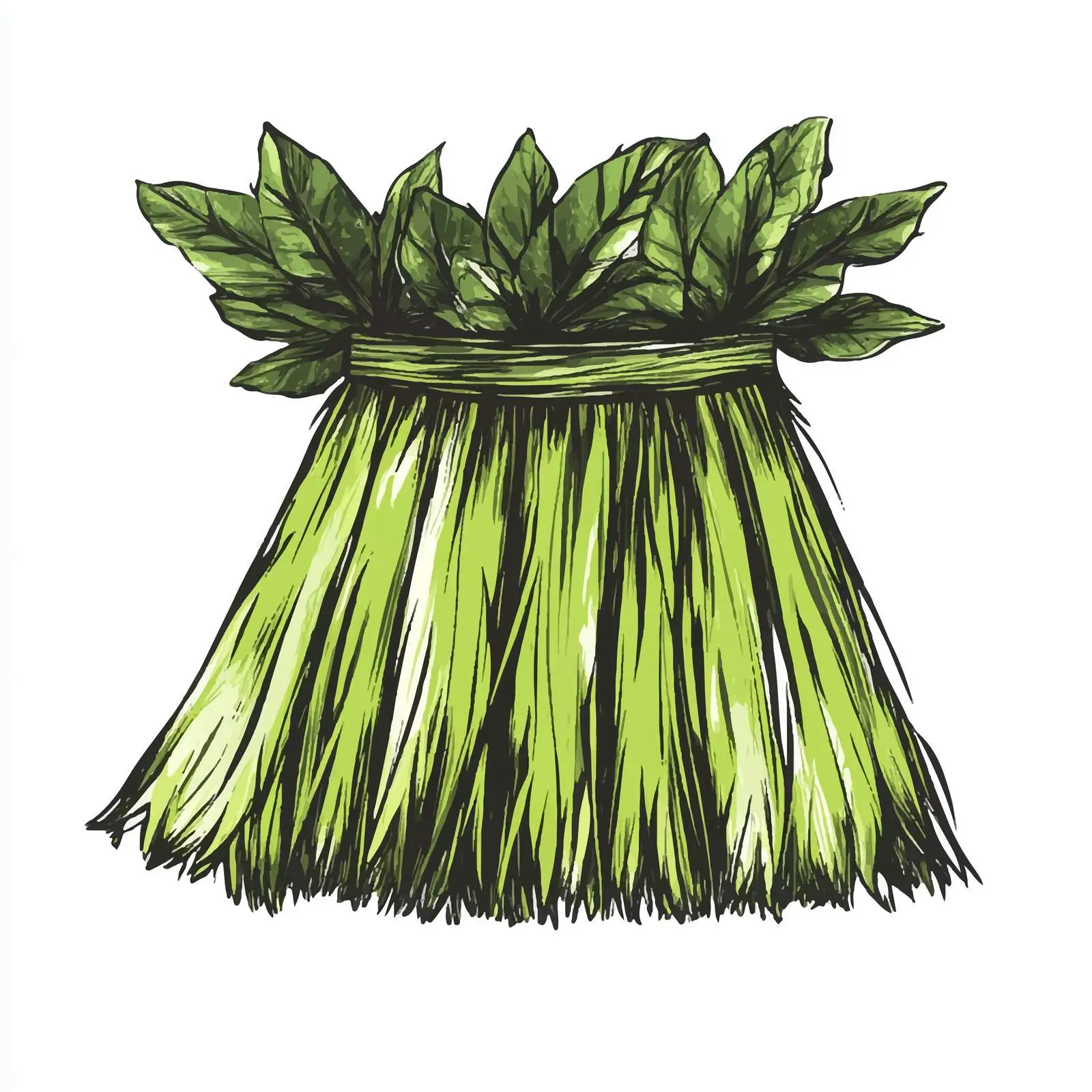 Hawaiian Hula Skirt and Maple Leaves Illustration — free download from Dotvec