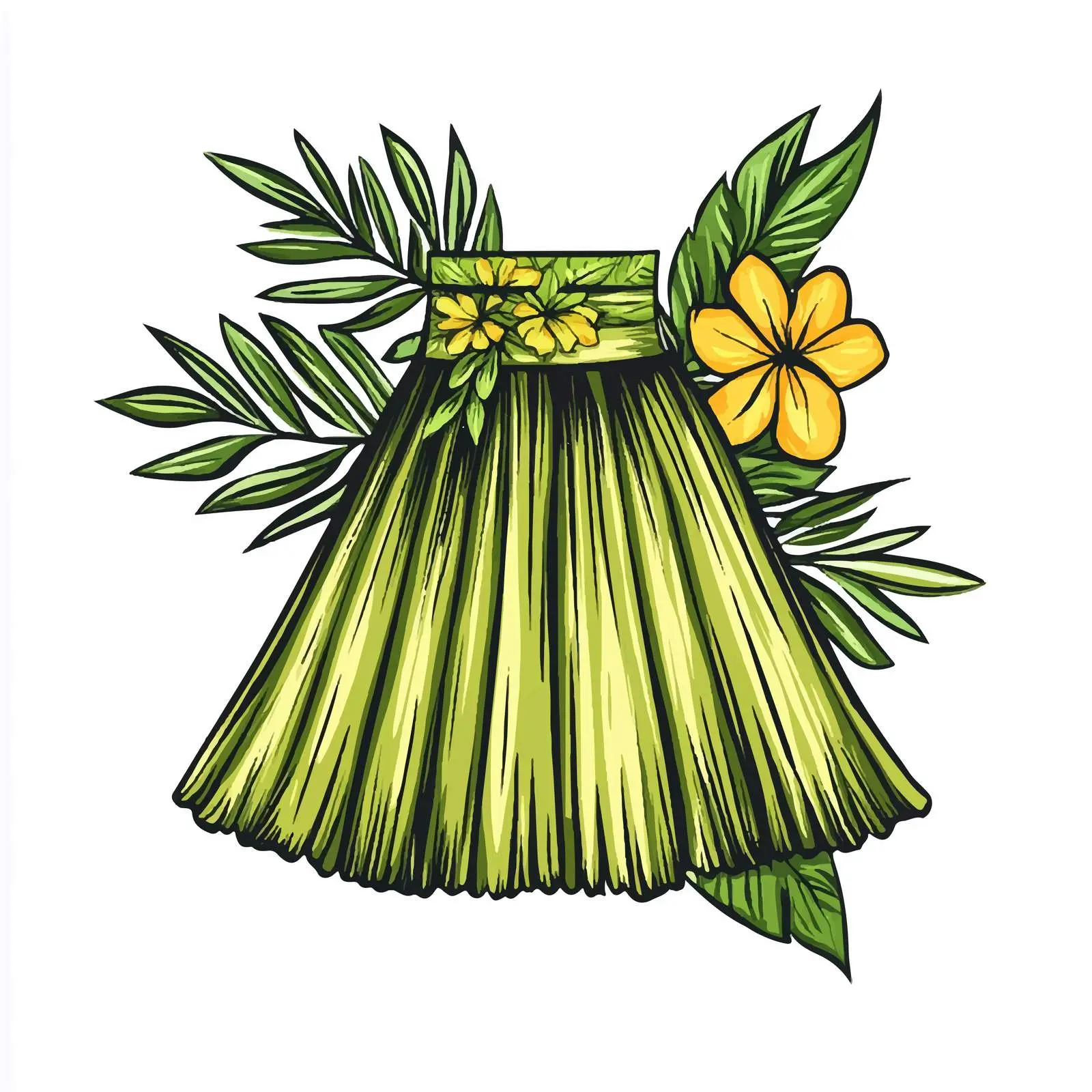 Hawaiian Party Hula Skirt with Maple Leaves — free download from Dotvec