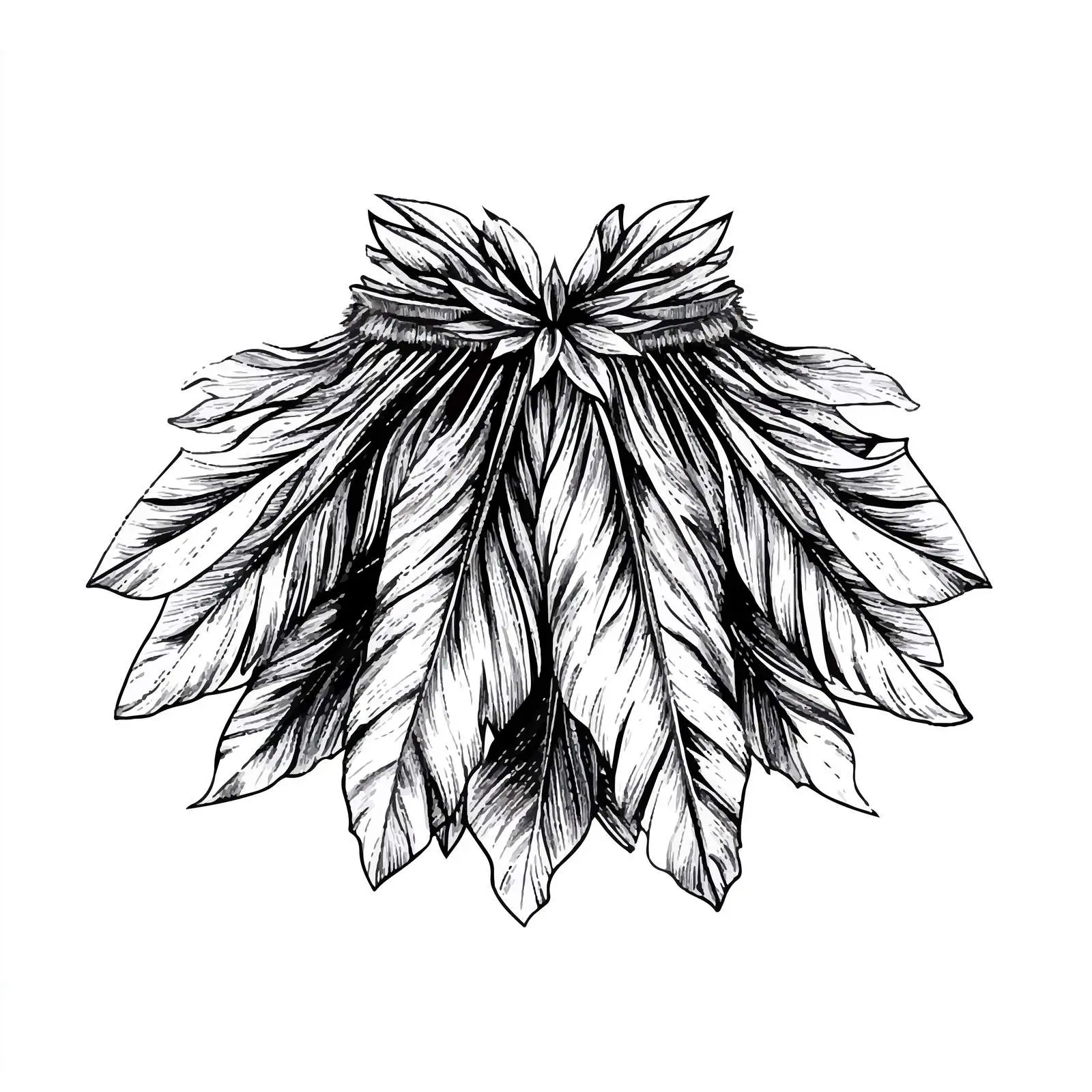 Hawaiian Hula Skirt Sketch with Maple Leaves — free download from Dotvec