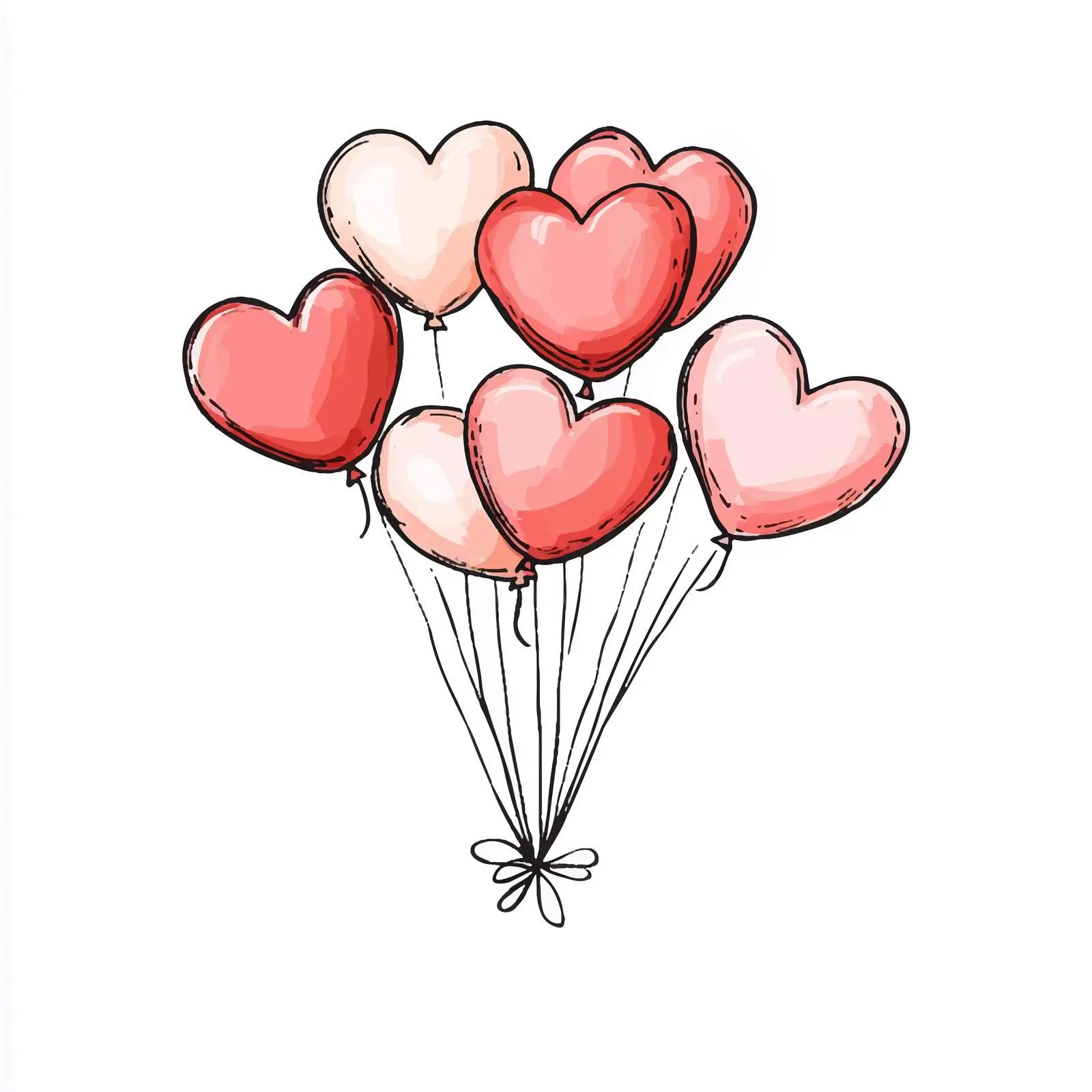 Hand-Drawn Heart Balloons on White Background — free download from Dotvec