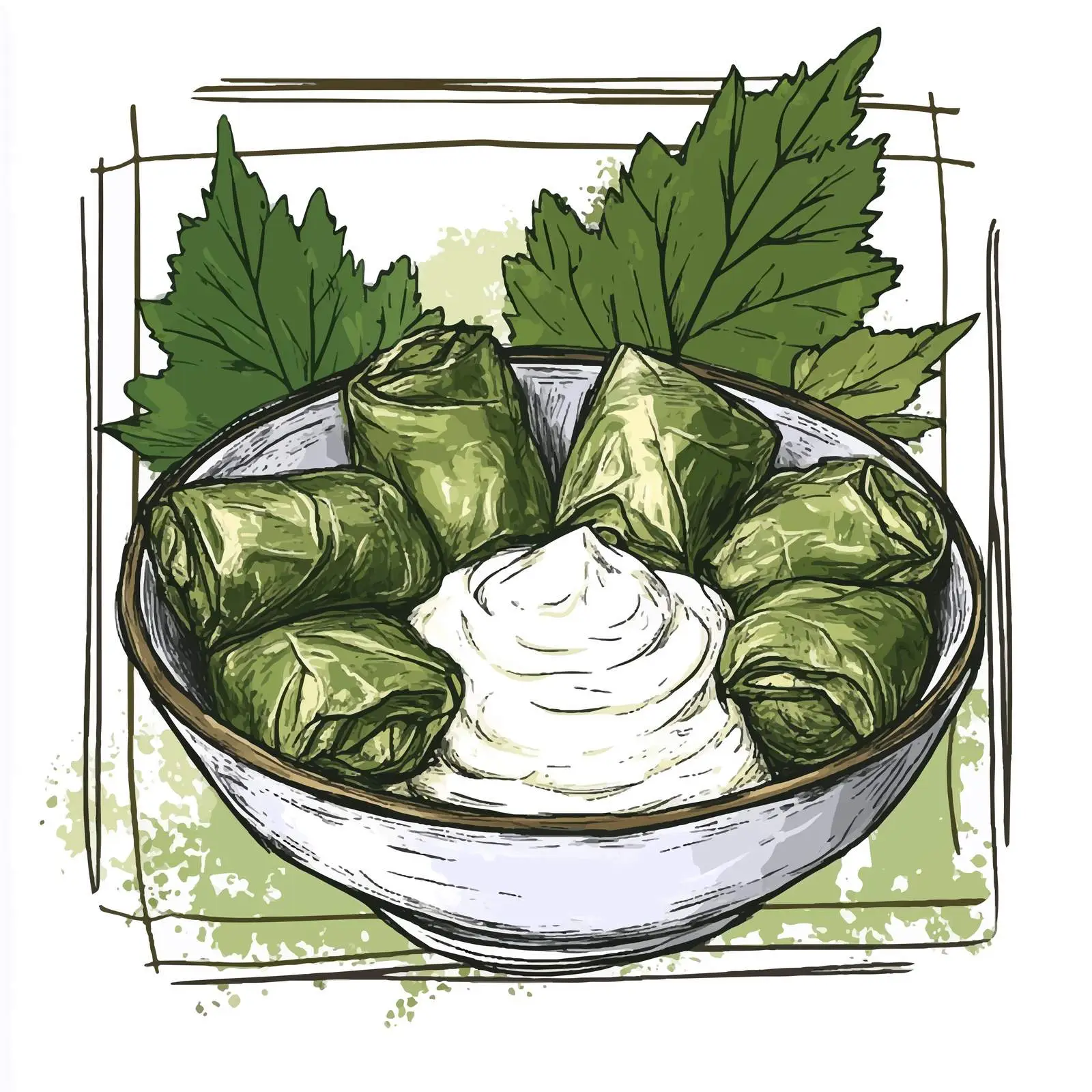 Hand-Drawn Sketch of Azerbaijani Dolma — free download from Dotvec