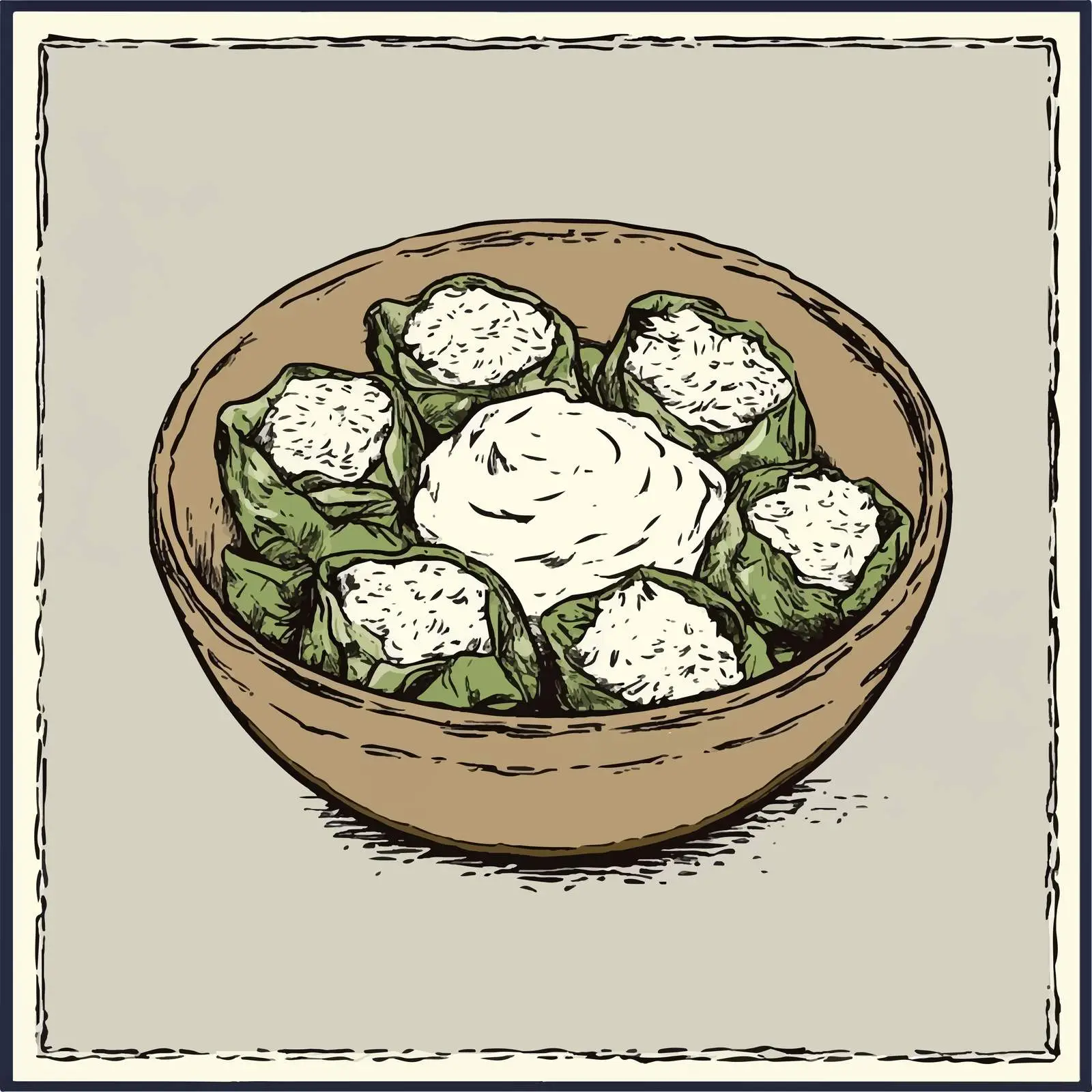 Hand-Drawn Dolma: Azerbaijani Cuisine Artwork – free culinary heritage image from Dotvec