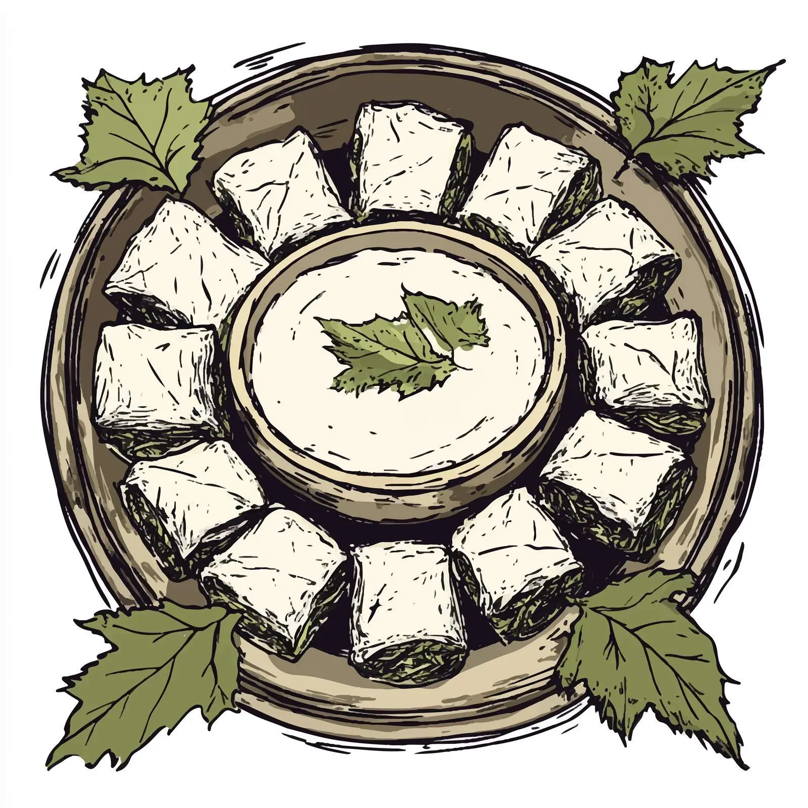 Hand-Drawn Dolma - Traditional Azerbaijani Dish — free download from Dotvec