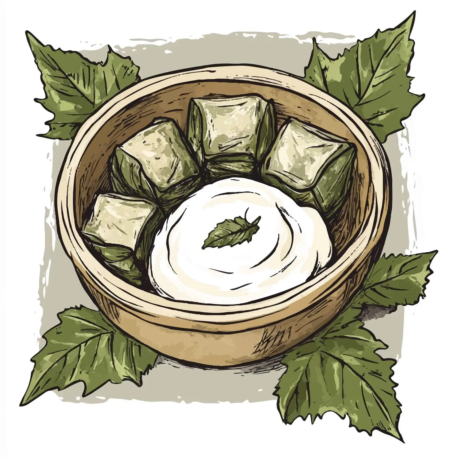 Azerbaijani Homemade Dolma Hand-Drawn Sketch — free download from Dotvec