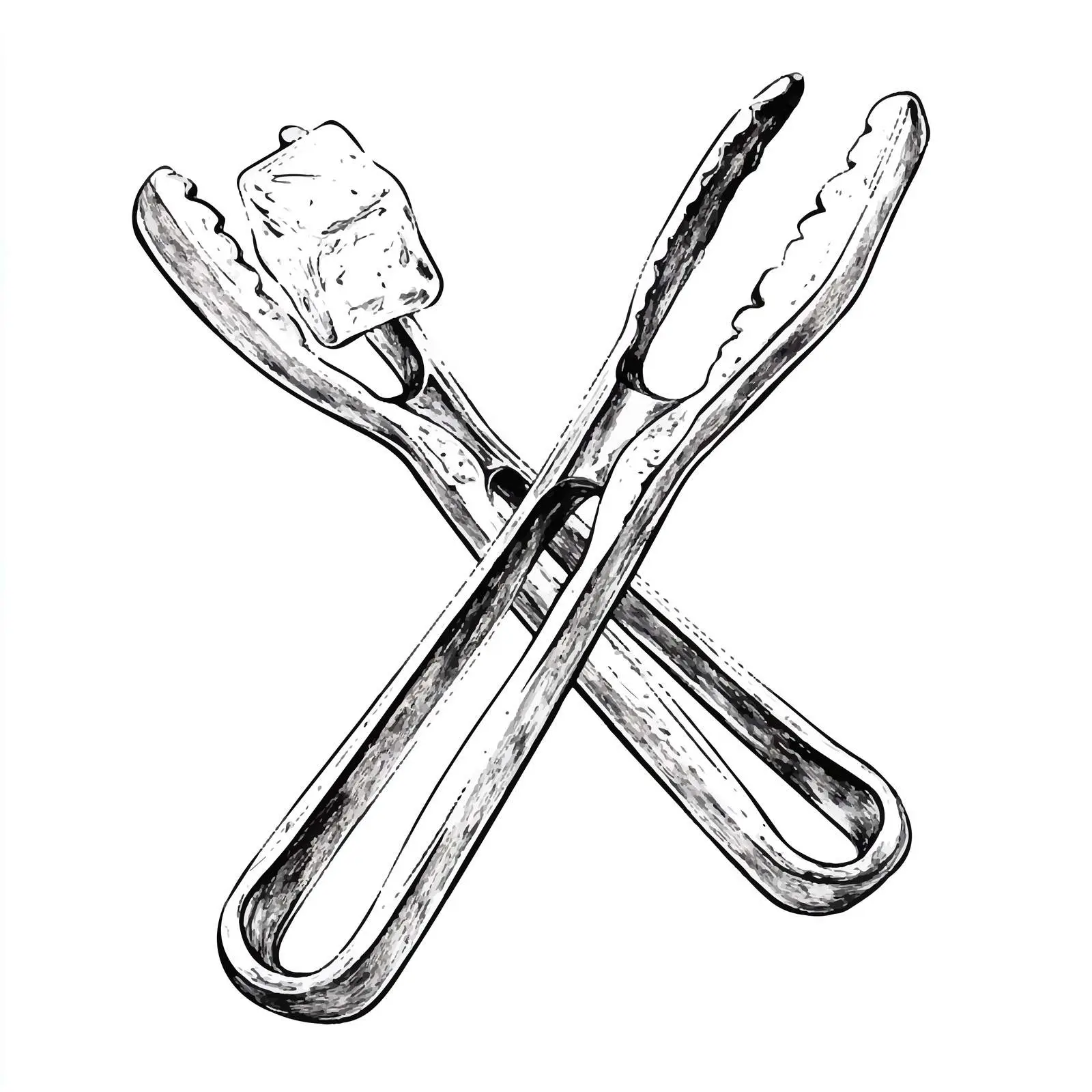 Hand-Drawn Ice Tongs Sketch on White Background — free download from Dotvec