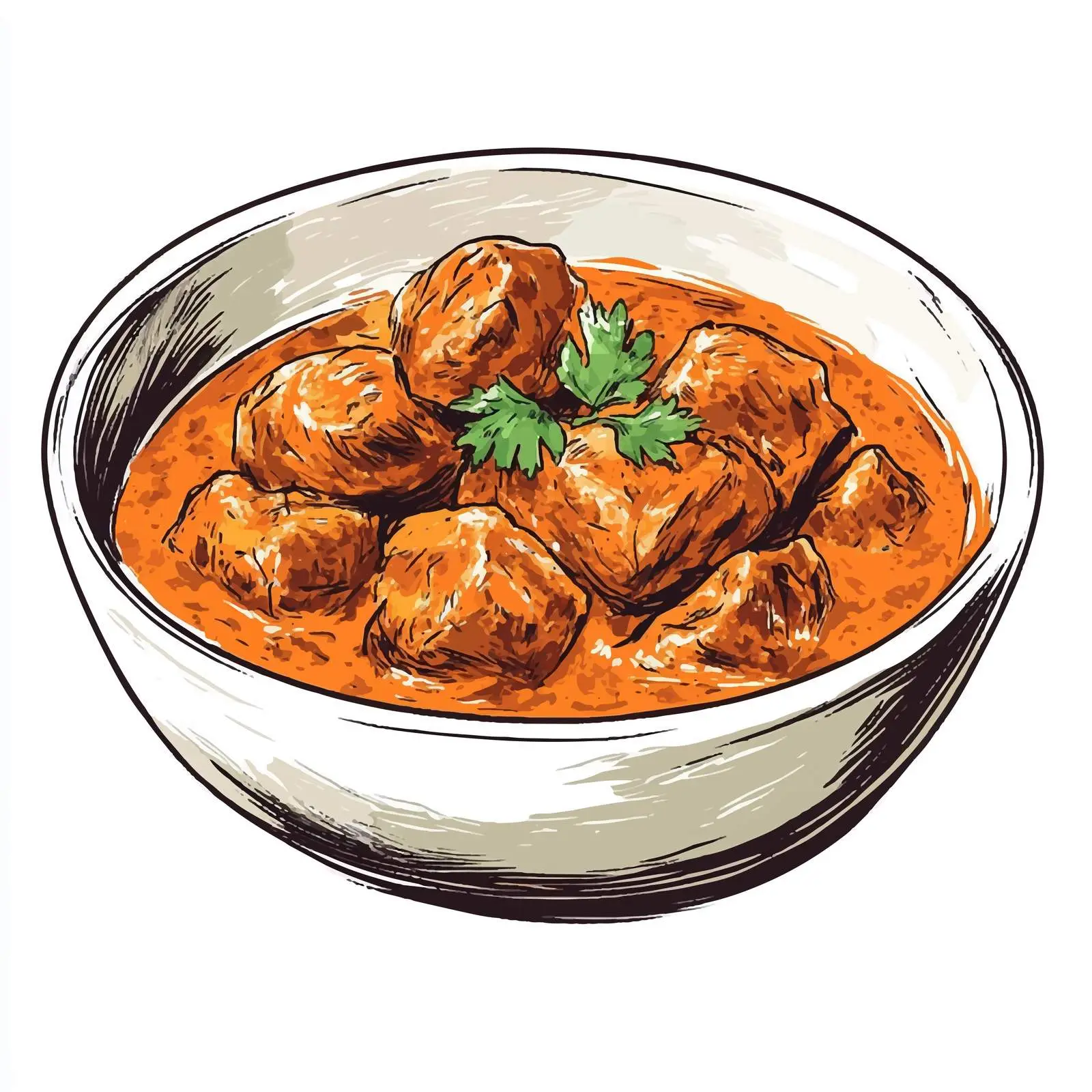 Hand-Drawn Indian Butter Chicken Illustration – free cream sauce image from Dotvec