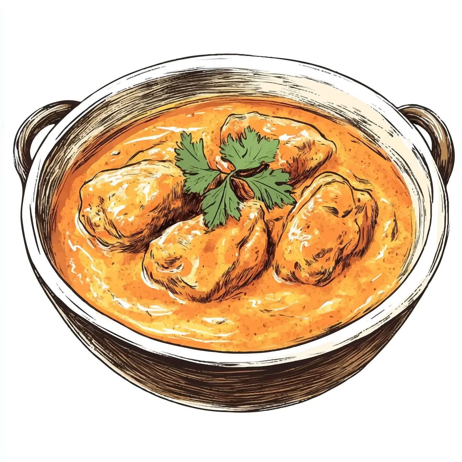Hand-Drawn Indian Butter Chicken Sketch — free download from Dotvec