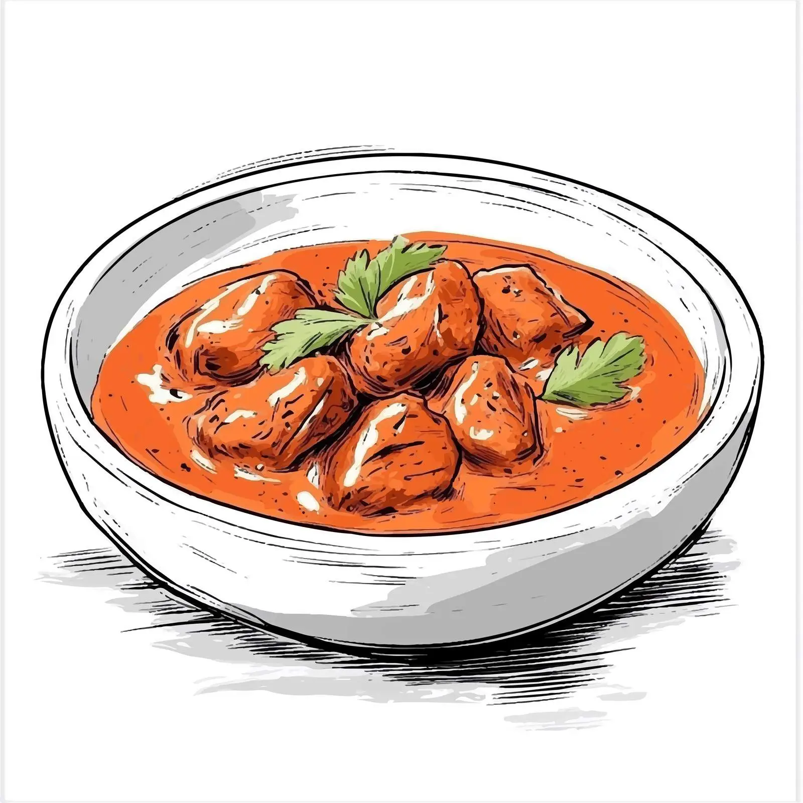 Hand-drawn Indian Butter Chicken Sketch — free download from Dotvec