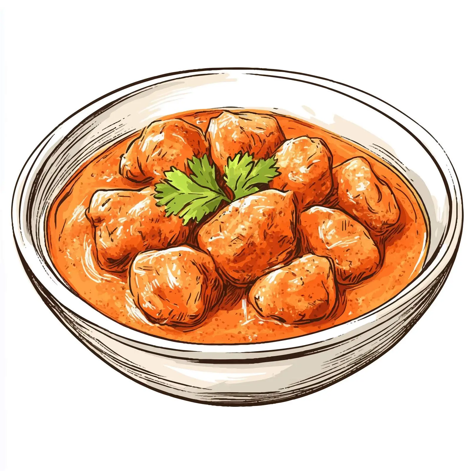Hand-Drawn Indian Butter Chicken Illustration — free download from Dotvec