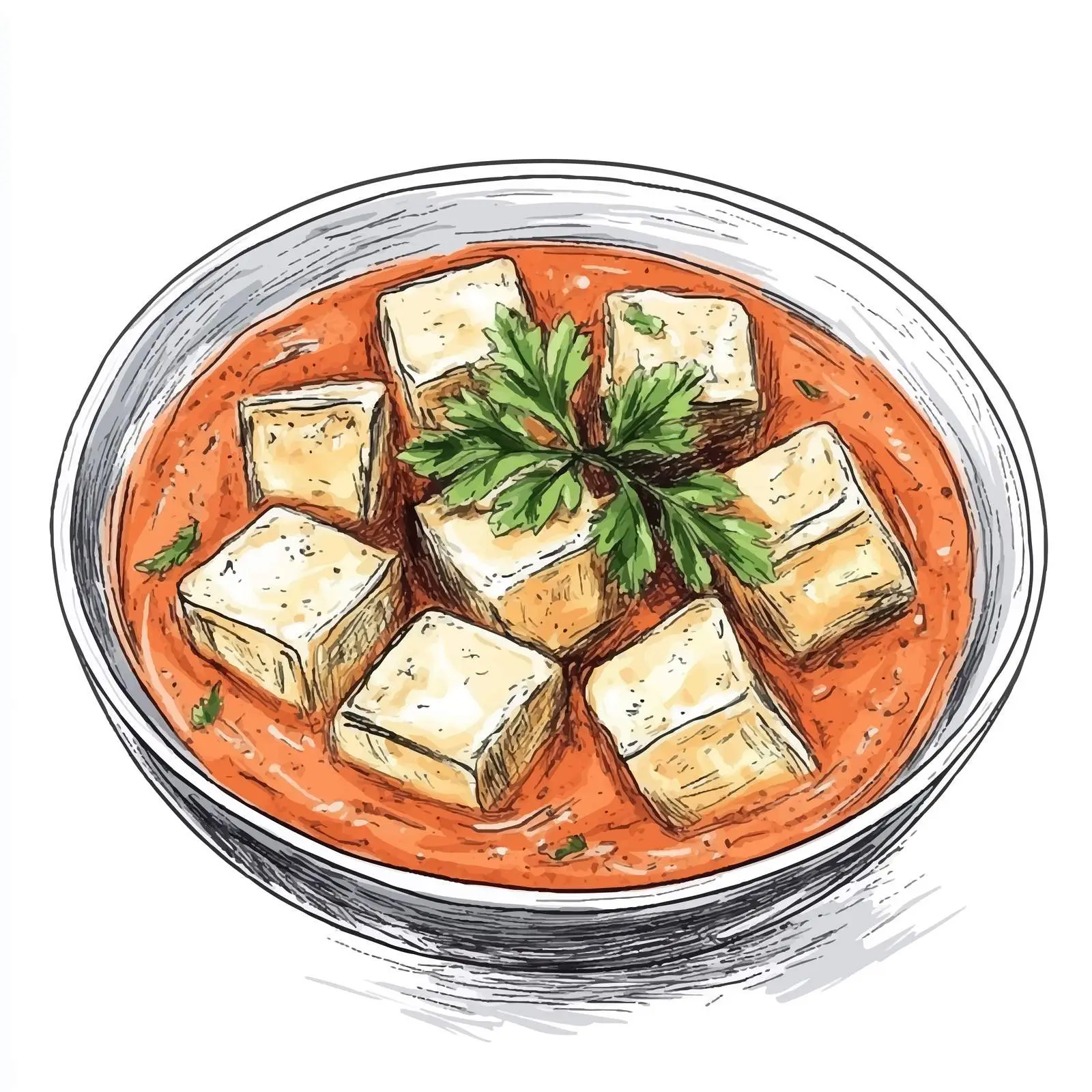 Hand-drawn Indian Paneer Butter Masala Sketch – free indian food image from Dotvec