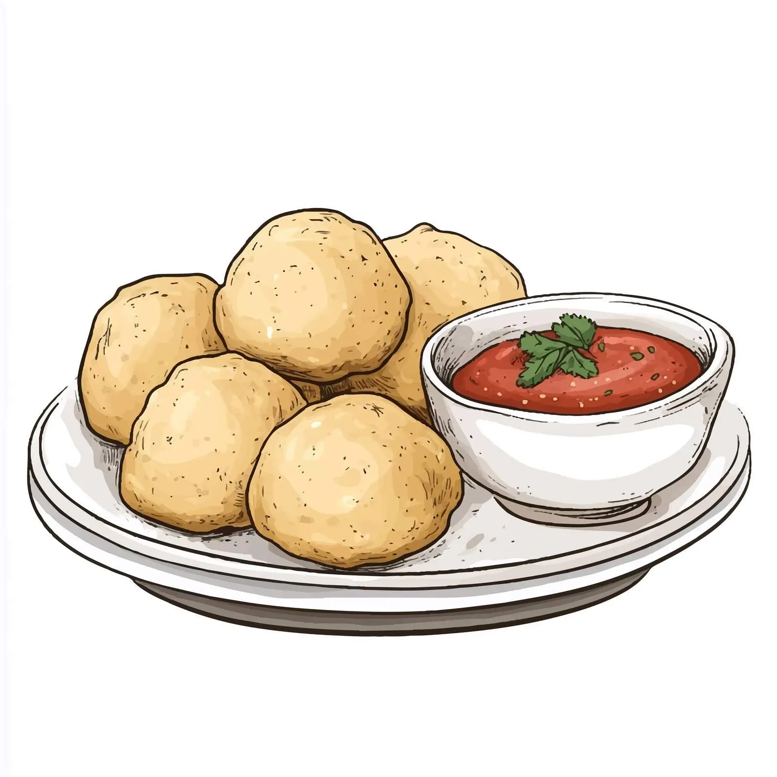 Hand-Drawn Indian Pani Puri Sketch on White Background — free download from Dotvec