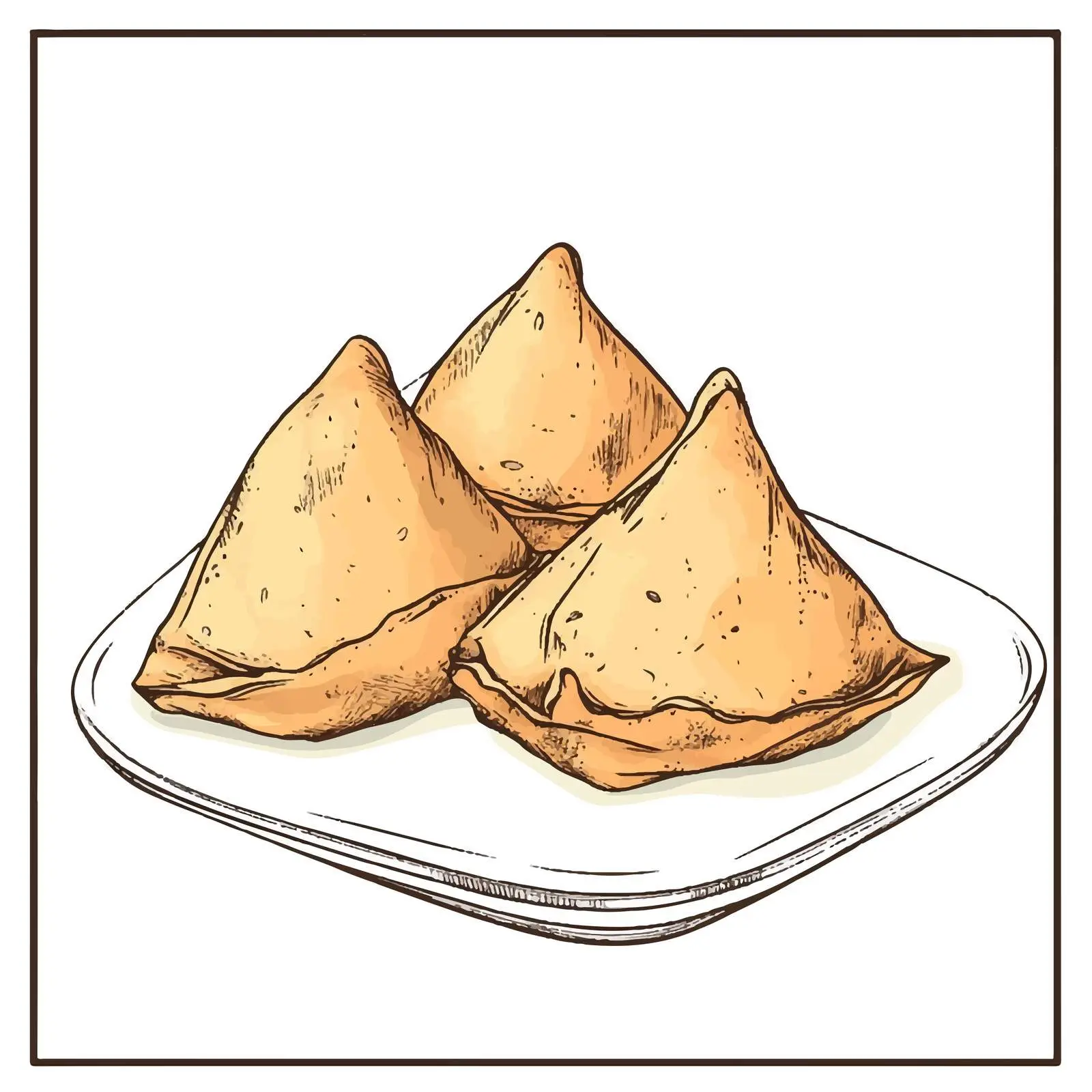 Hand-Drawn Indian Samosa Sketch on White Background — free download from Dotvec