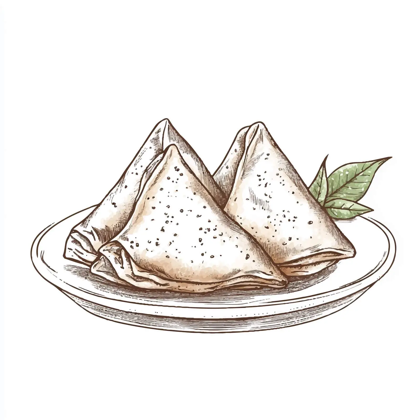 Hand-Drawn Indian Samosa Sketch on White Background — free download from Dotvec